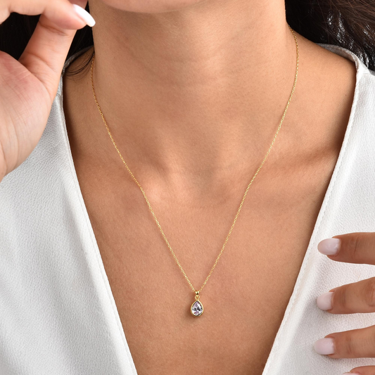 Alexandrite Bezel Drop Necklace 10/14K Solid Gold, June Birthstone Jewelry