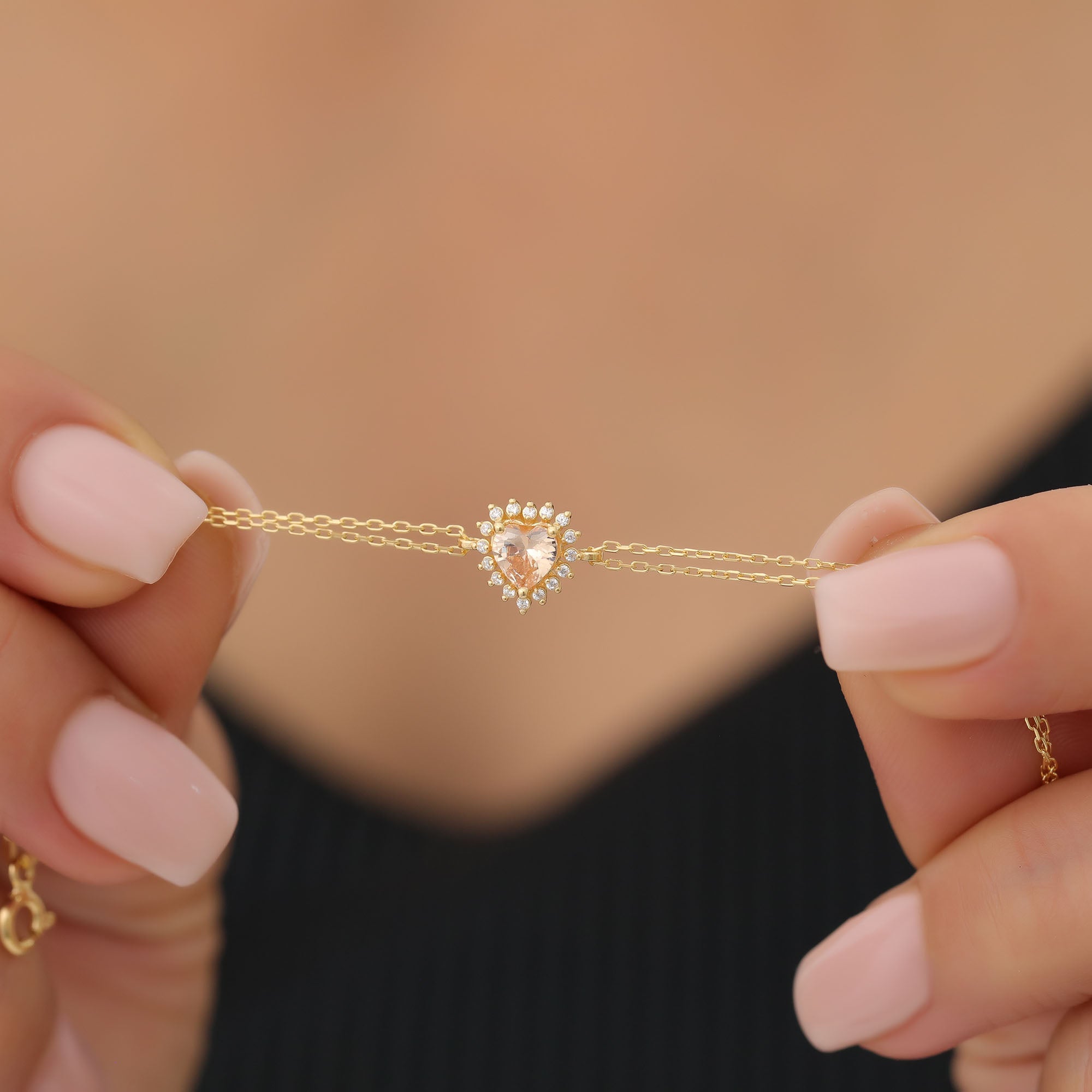 Citrine Heart Bracelet by 16 Real Diamonds in 14K Solid Gold, November Birthstone Jewelry Queen Jewelry Bracelet