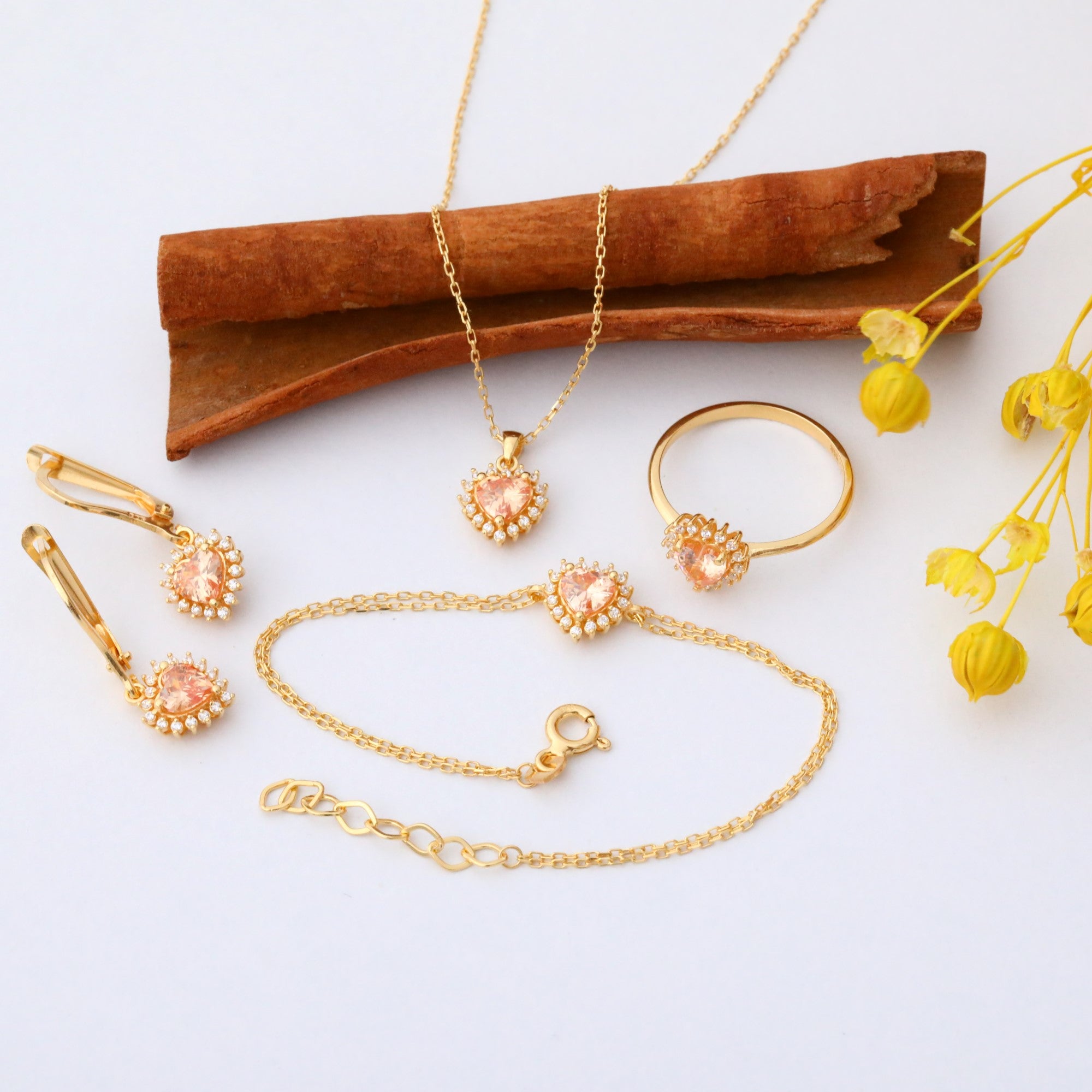 Citrine Heart Bracelet by 16 Real Diamonds in 14K Solid Gold, November Birthstone Jewelry Queen Jewelry Bracelet