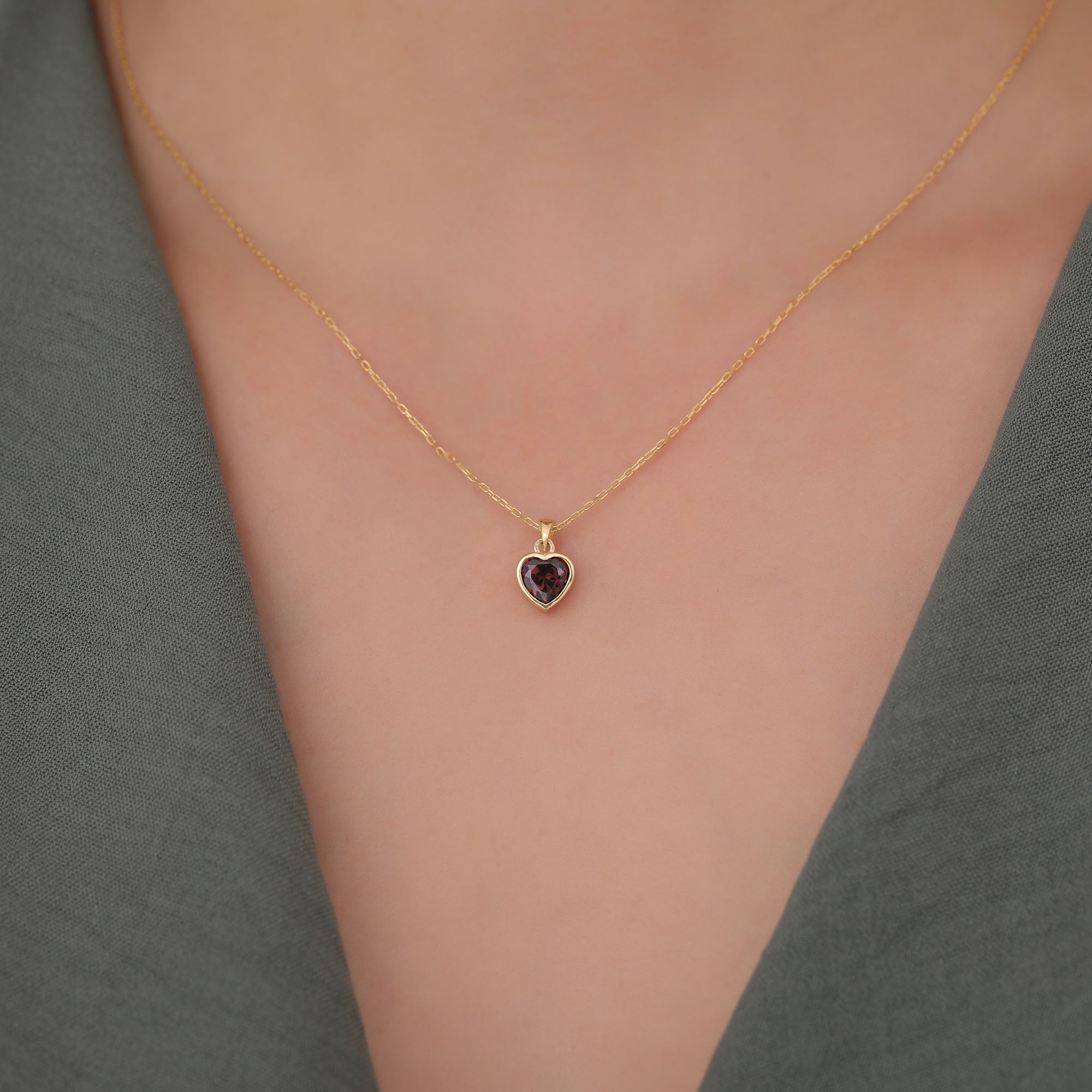 Heart Smoky Quartz Bezel Necklace in 14K Solid Gold, Birthstone Charm Pendant Queen Jewelry Necklace
