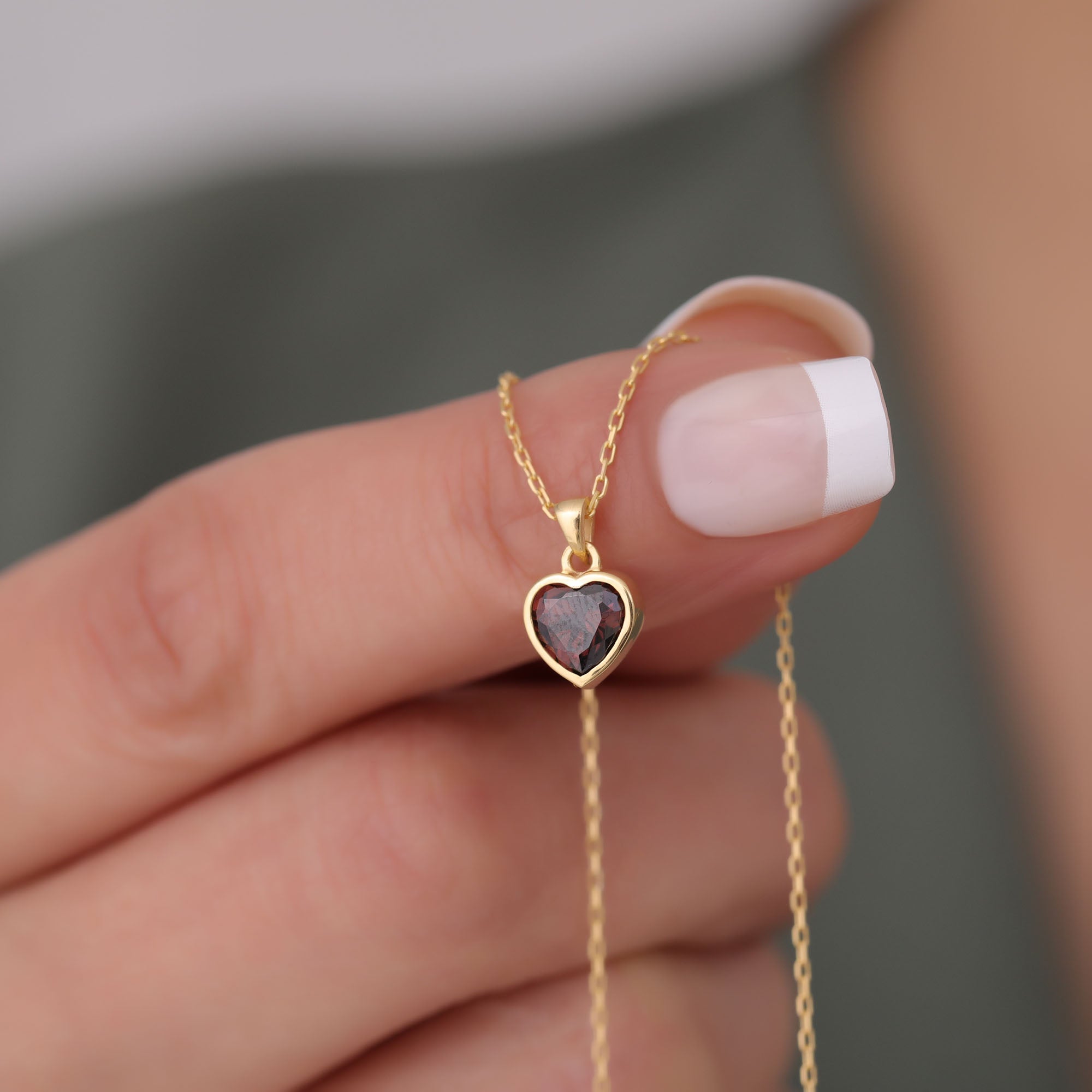 Heart Smoky Quartz Bezel Necklace in 14K Solid Gold, Birthstone Charm Pendant Queen Jewelry Necklace