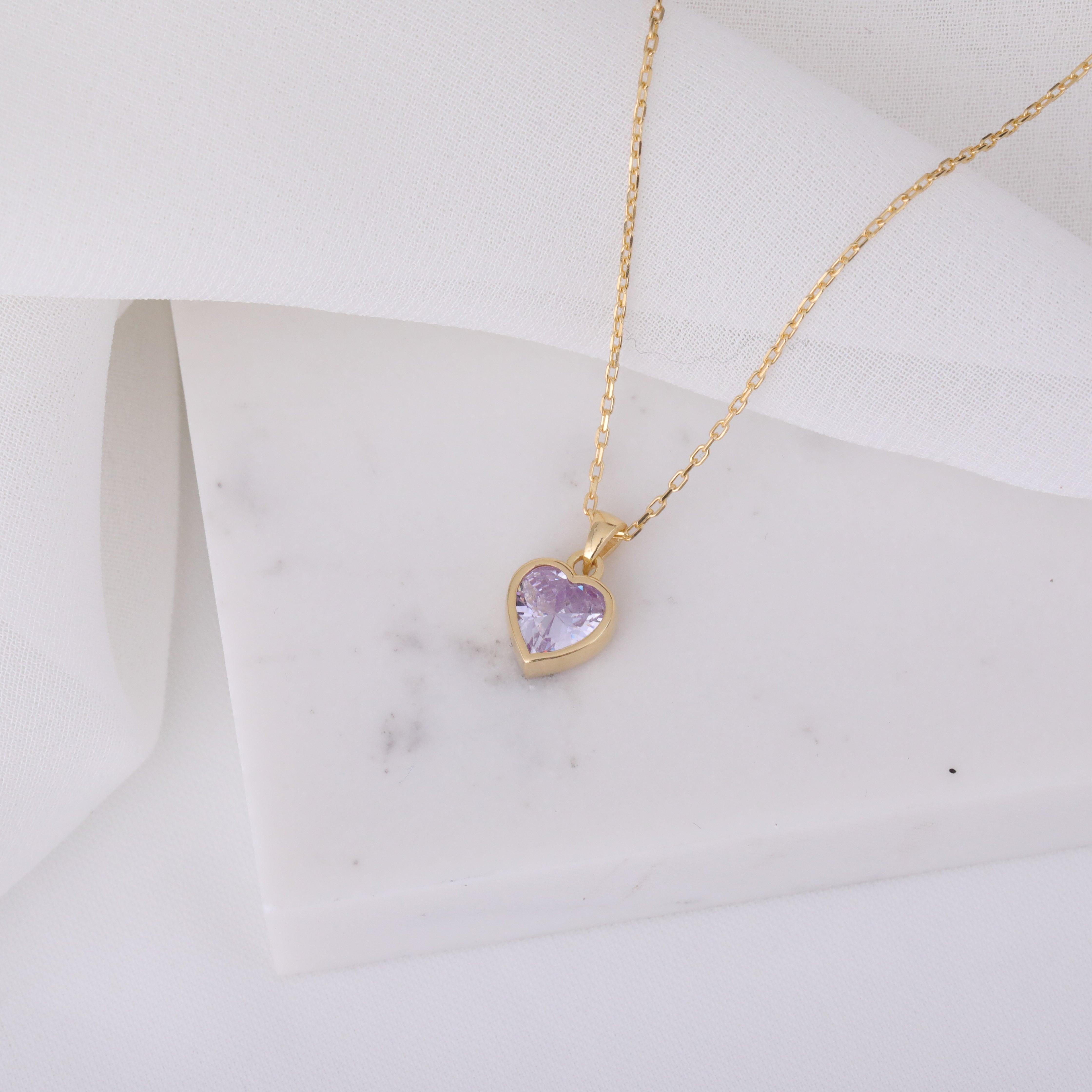 Heart Alexandrite Bezel Necklace in 14K Solid Gold, June Birthstone Charm Pendant Queen Jewelry Necklace