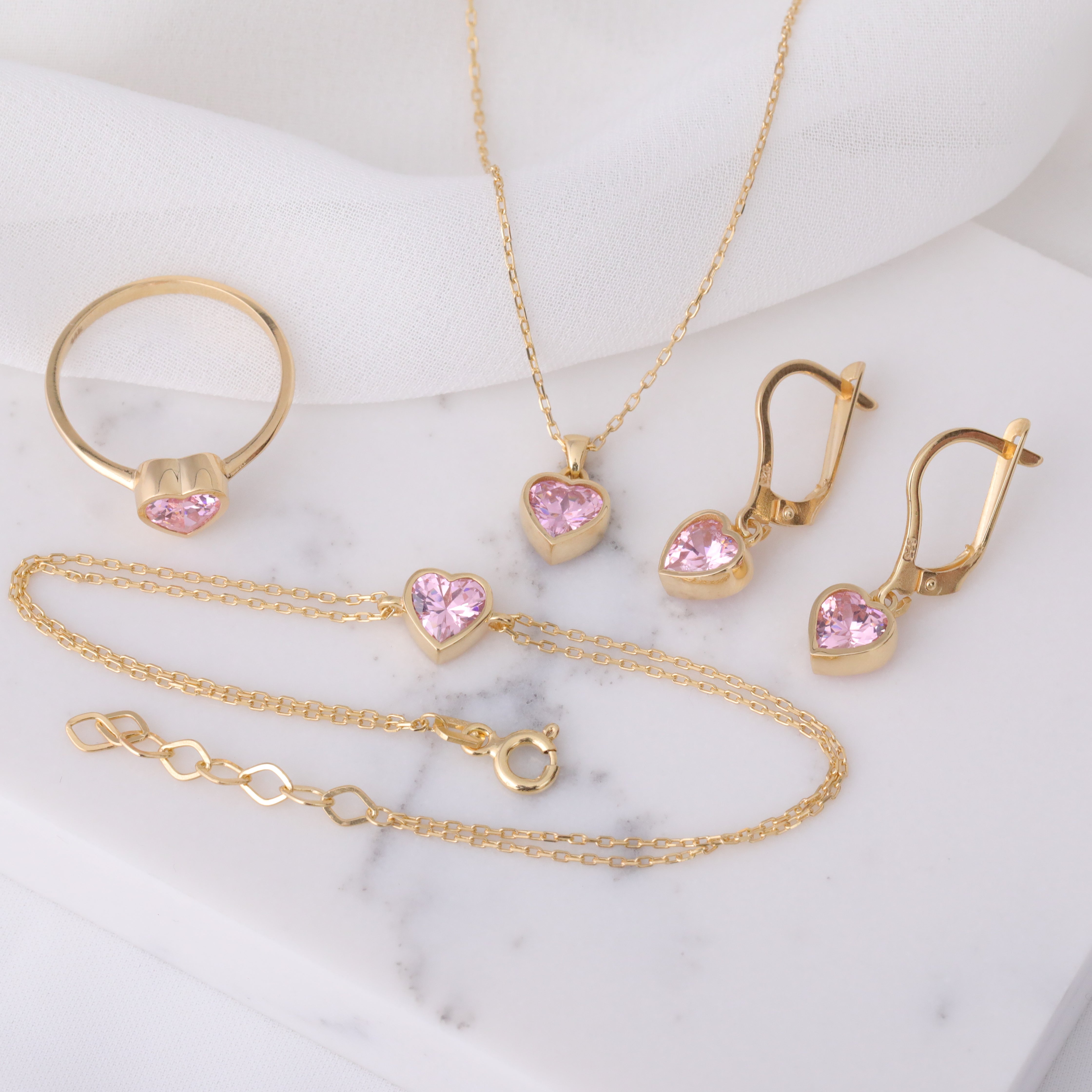 Heart Pink Tourmaline Bezel Necklace in 14K Solid Gold, October Birthstone Charm Pendant Queen Jewelry Necklace