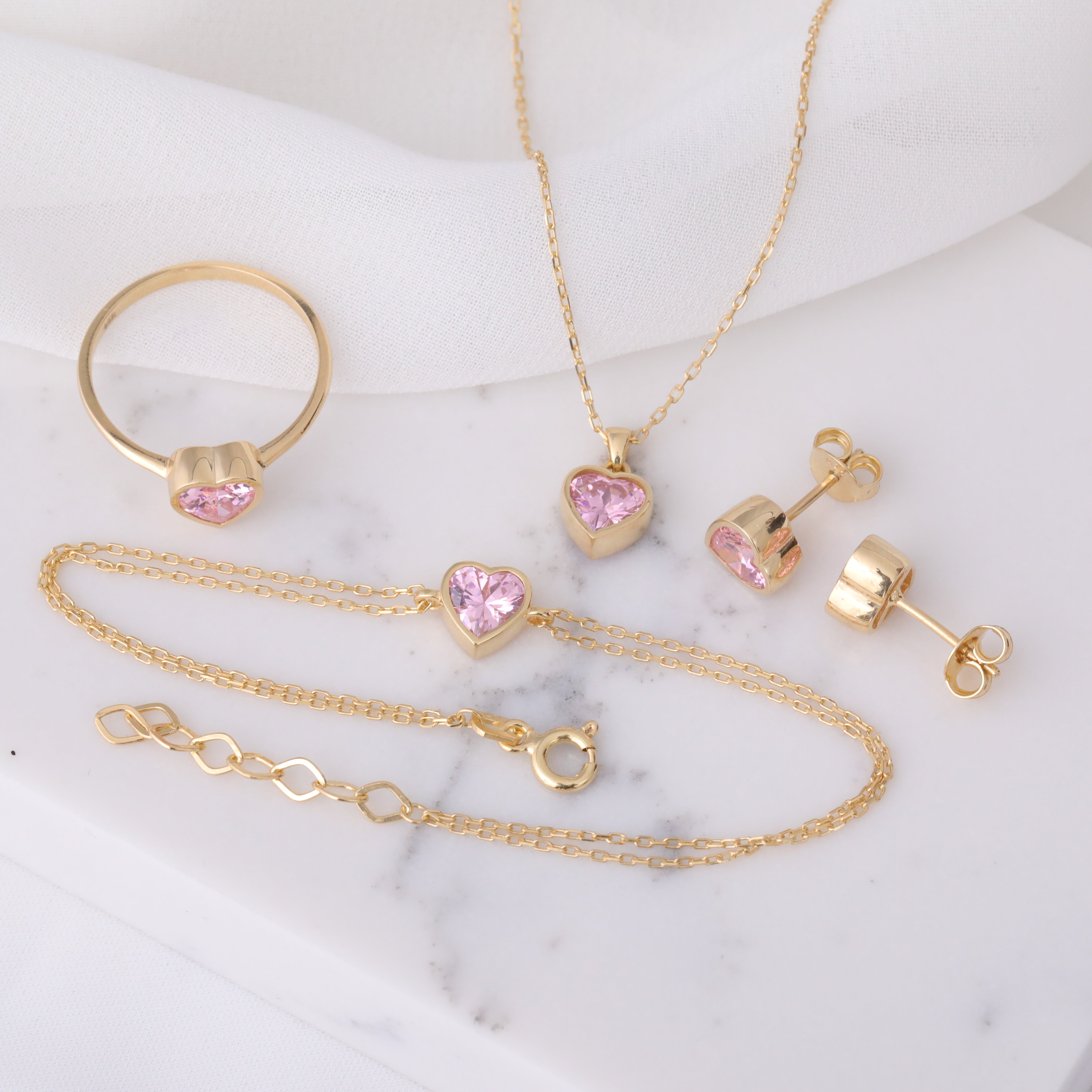 Heart Pink Tourmaline Bezel Necklace in 14K Solid Gold, October Birthstone Charm Pendant Queen Jewelry Necklace