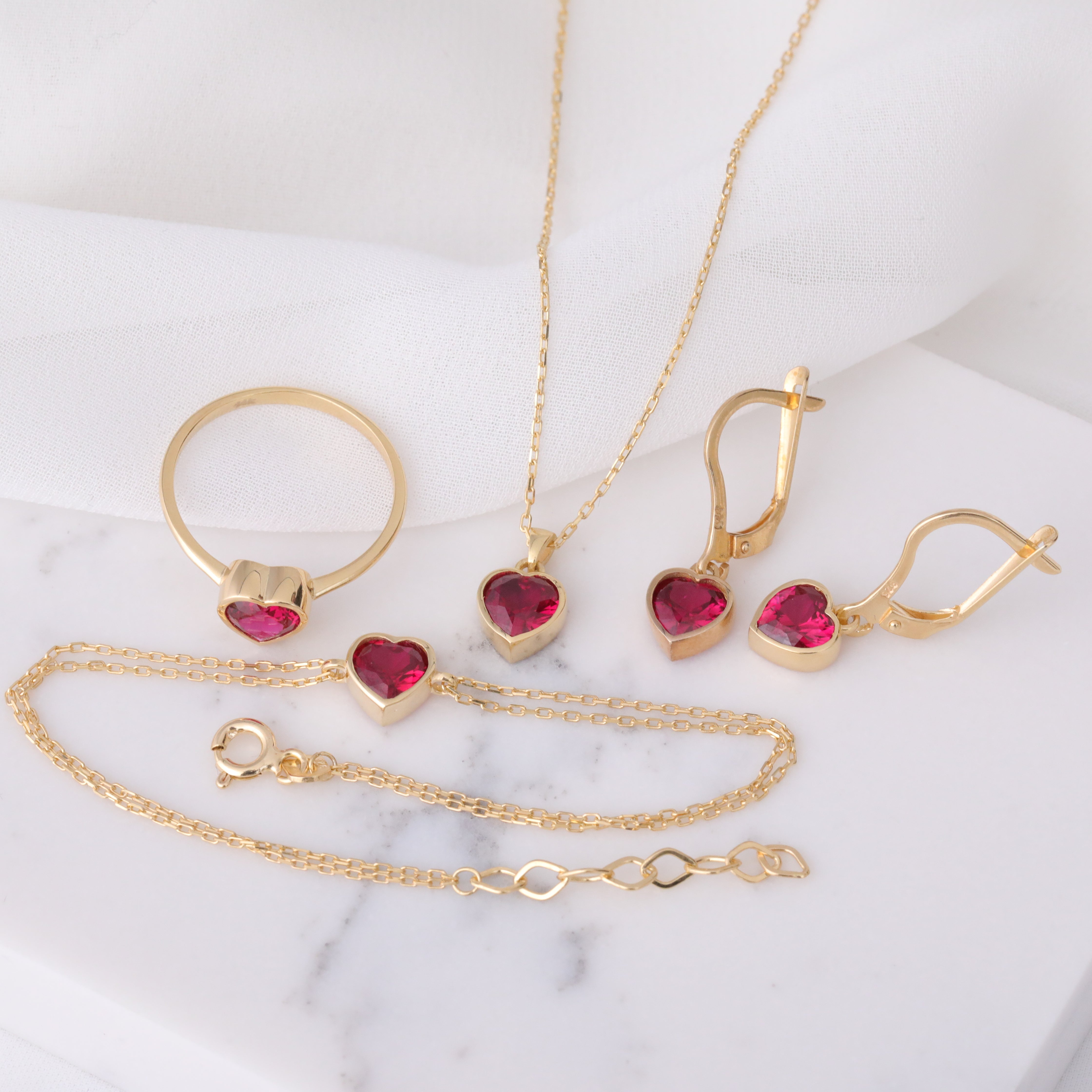 Heart Ruby Bezel Necklace in 14K Solid Gold, July Birthstone Charm Pendant Queen Jewelry Necklace