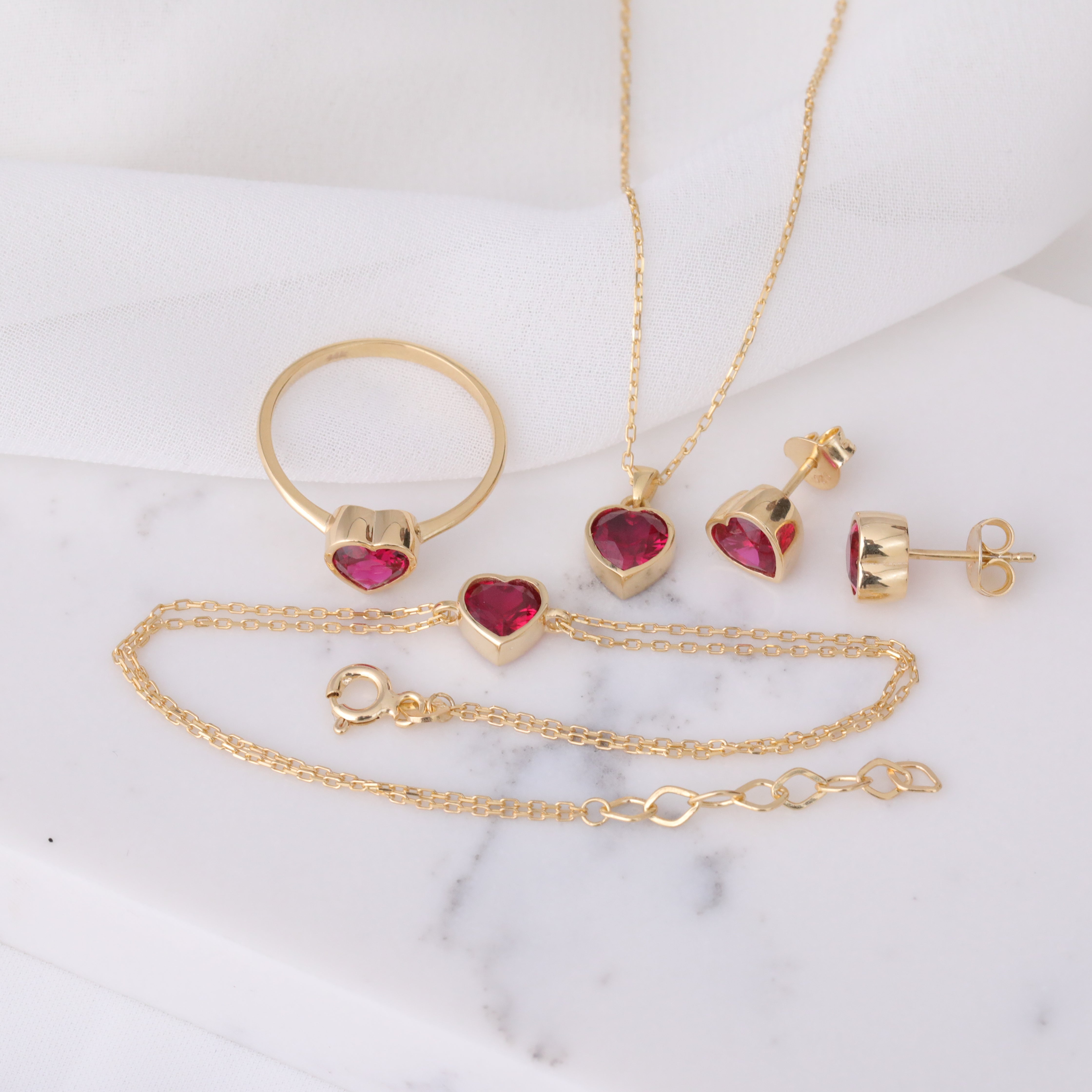 Heart Ruby Bezel Necklace in 14K Solid Gold, July Birthstone Charm Pendant Queen Jewelry Necklace