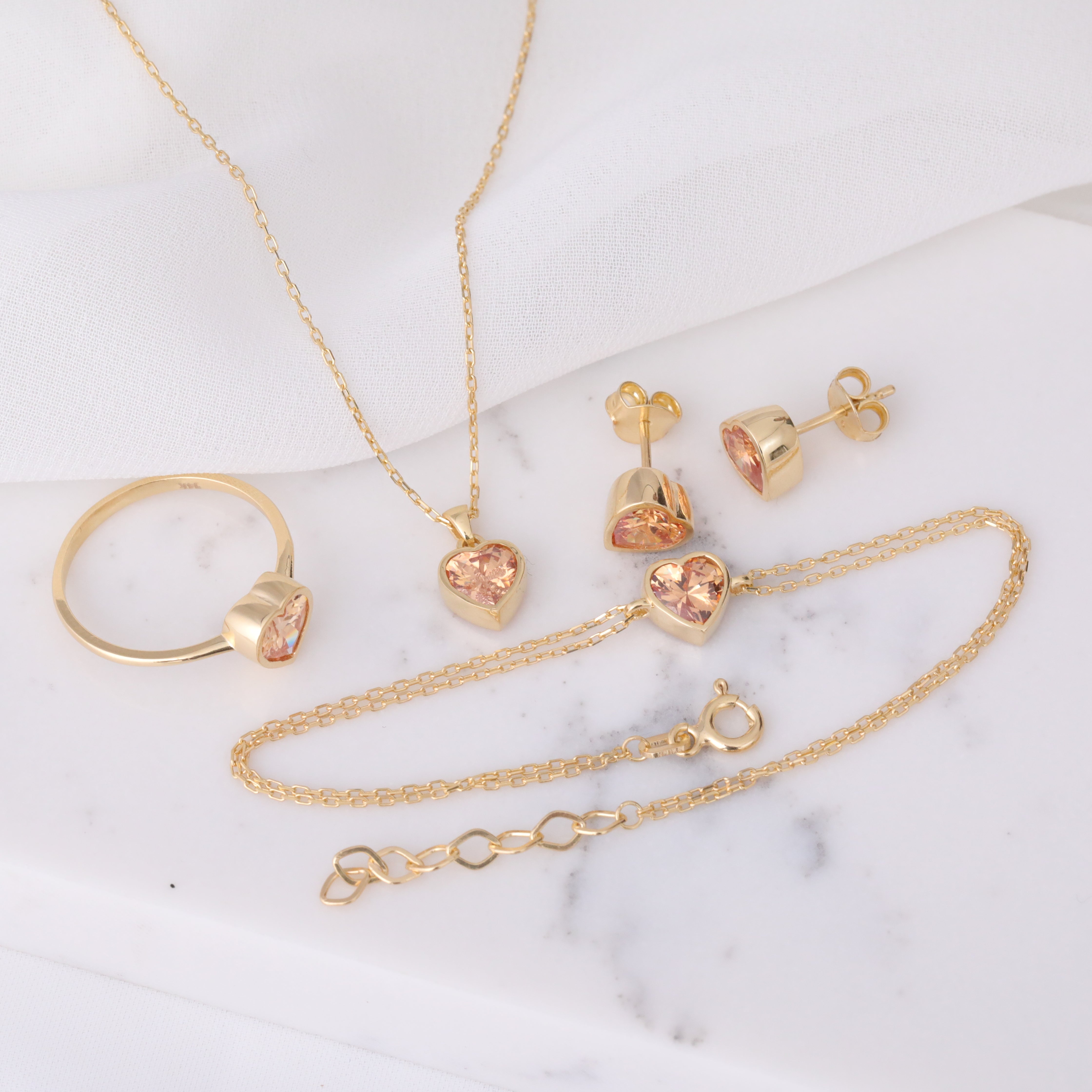 Heart Citrine Bezel Necklace in 14K Solid Gold, November Birthstone Charm Pendant Queen Jewelry Necklace