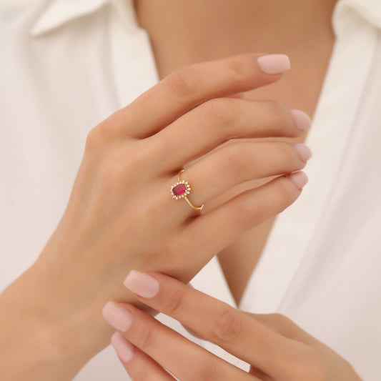 Peridot Rectangle Ring Surrounded by Real Diamonds in 14K Solid Gold, August Birthstone Jewelry Queen Jewelry Rings