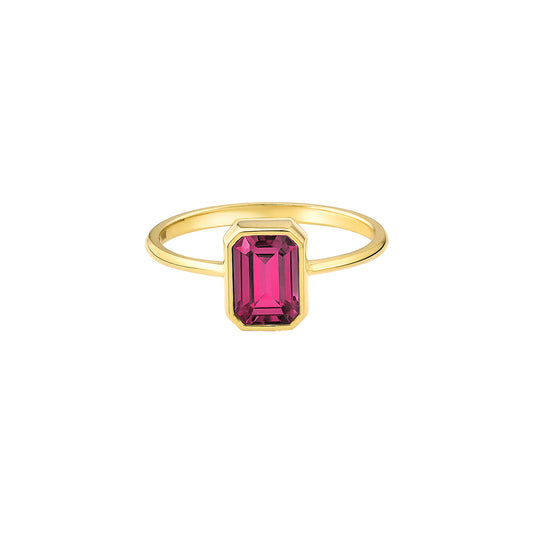 Ruby Rectangle Ring 8K/10K/14K Solid Gold, July Birthstone, Baguette Cut Design
