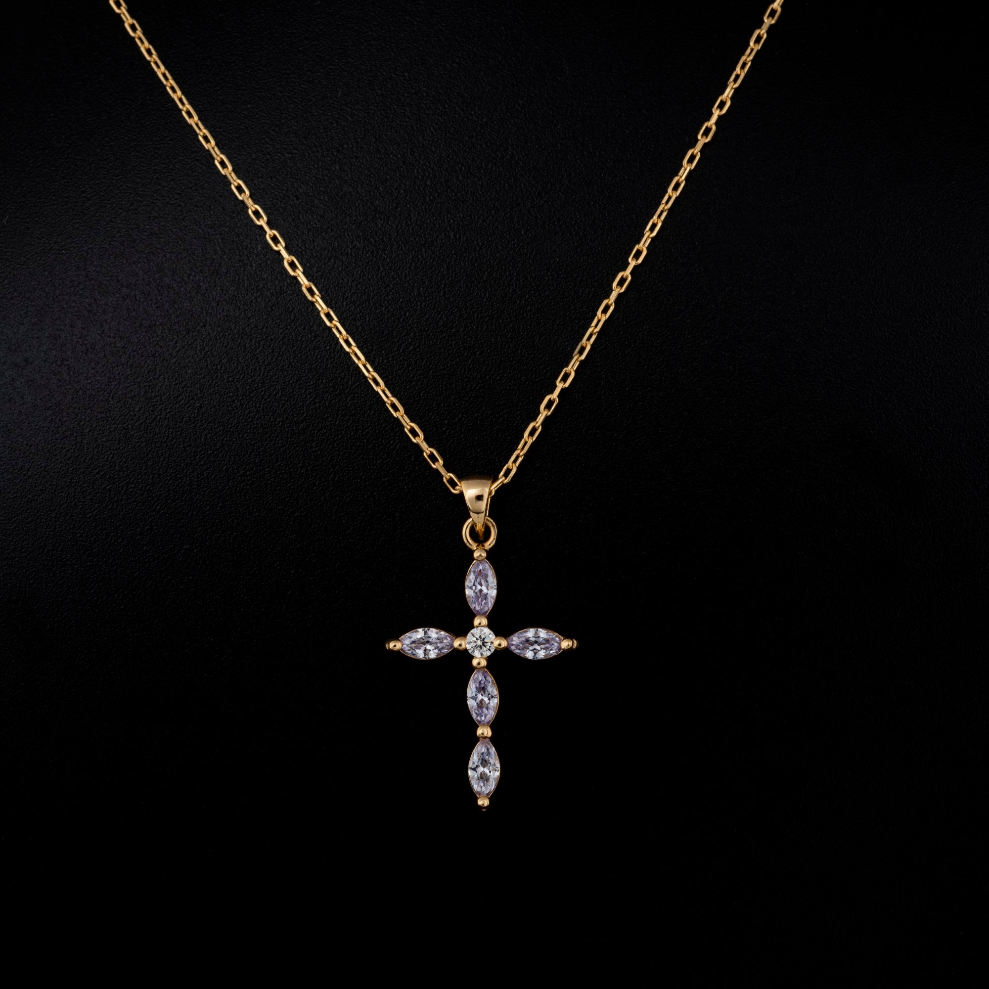 Alexandrite Single Diamond Marquise Cross Necklace in 14K Solid Gold, June Birthstone Pendant Queen Jewelry Necklace