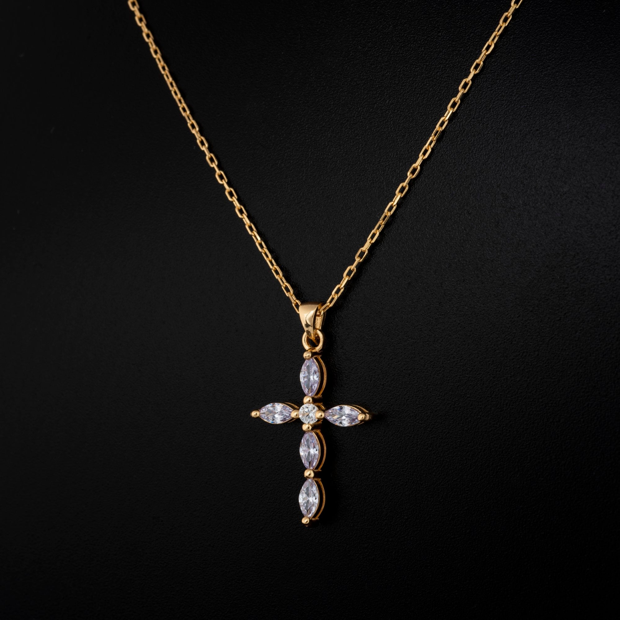Alexandrite Single Diamond Marquise Cross Necklace in 14K Solid Gold, June Birthstone Pendant Queen Jewelry Necklace