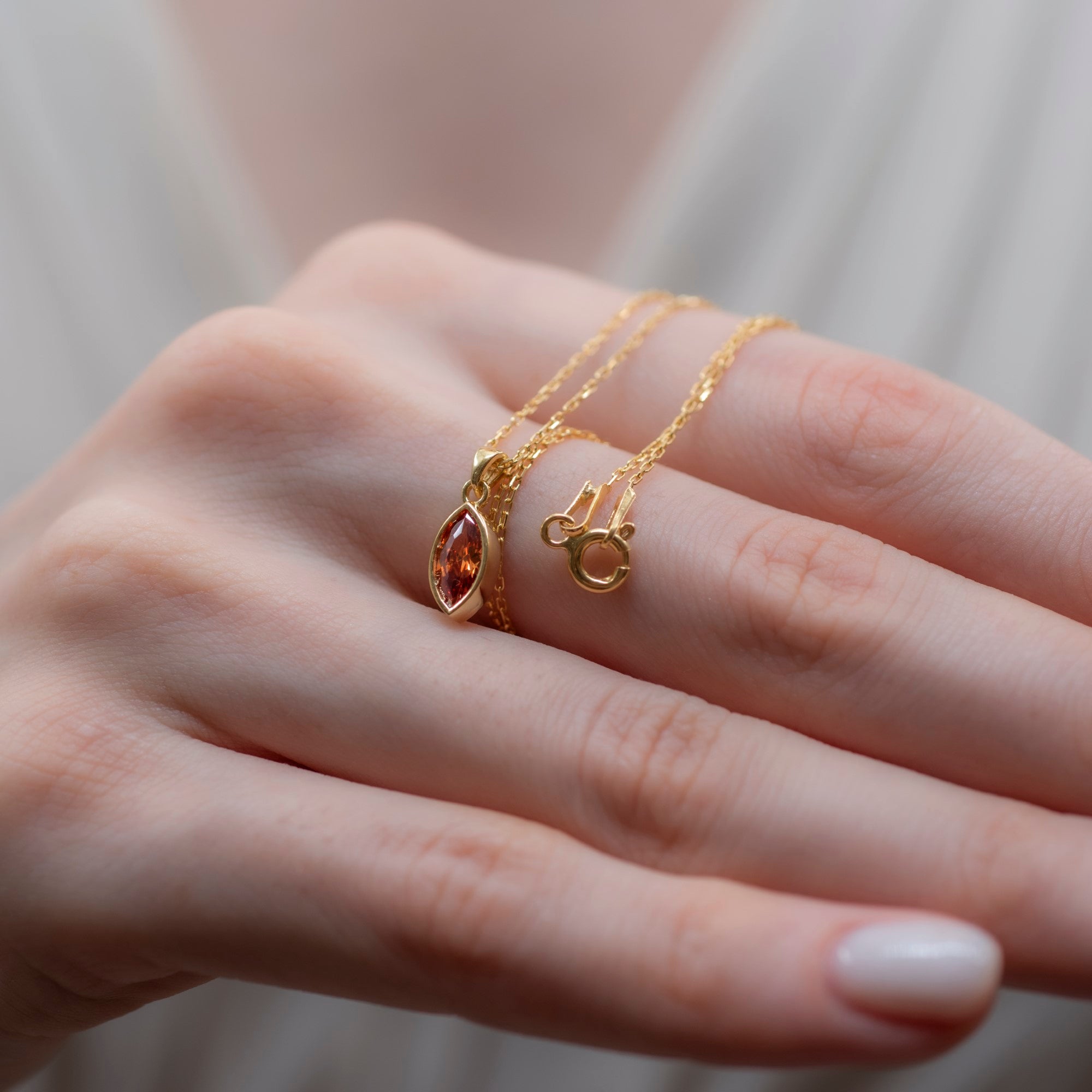 Marquise Cut Citrine Bezel Necklace 14K Solid Gold, November Birthstone Pendant Queen Jewelry Necklace