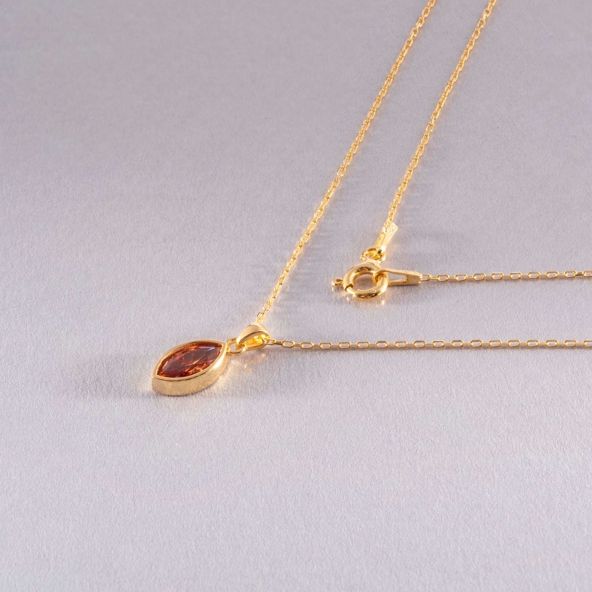 Marquise Cut Citrine Bezel Necklace 14K Solid Gold, November Birthstone Pendant Queen Jewelry Necklace