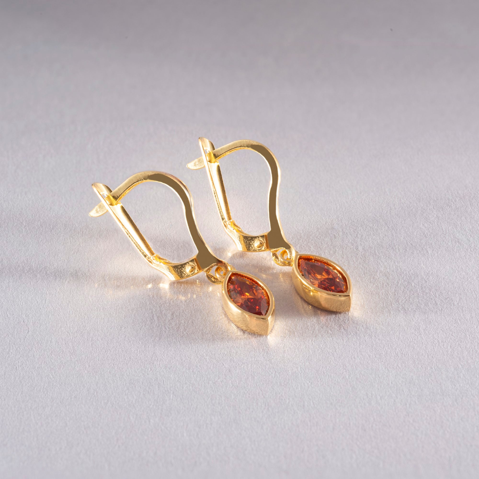 Citrine Dangle Earrings Bezel Marquise Cut in 14K Solid Gold, November Birthstone Jewelry Queen Jewelry Earrings