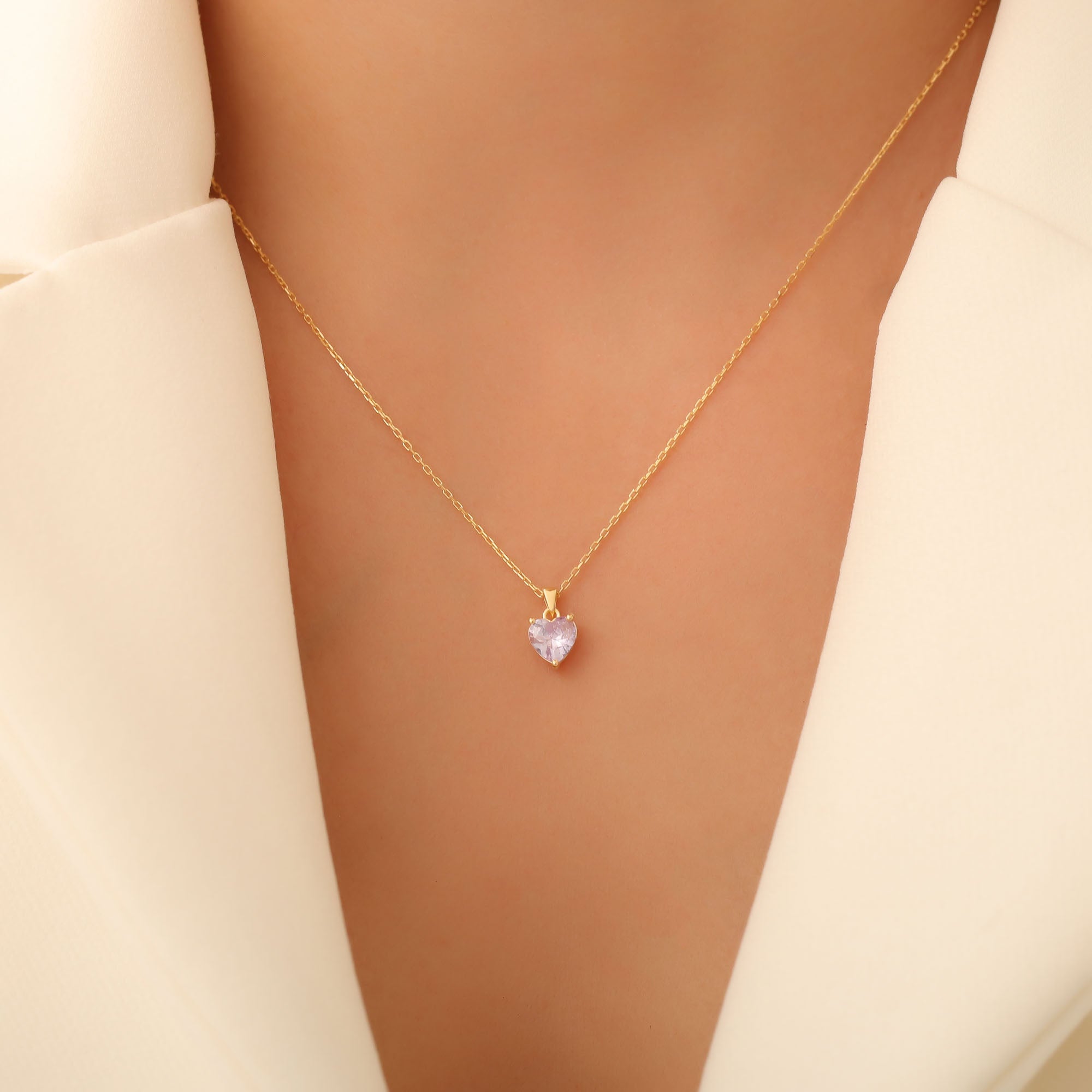 Alexandrite Heart Necklace in 14K Solid Gold | June Birthstone Pendant Queen Jewelry Necklace
