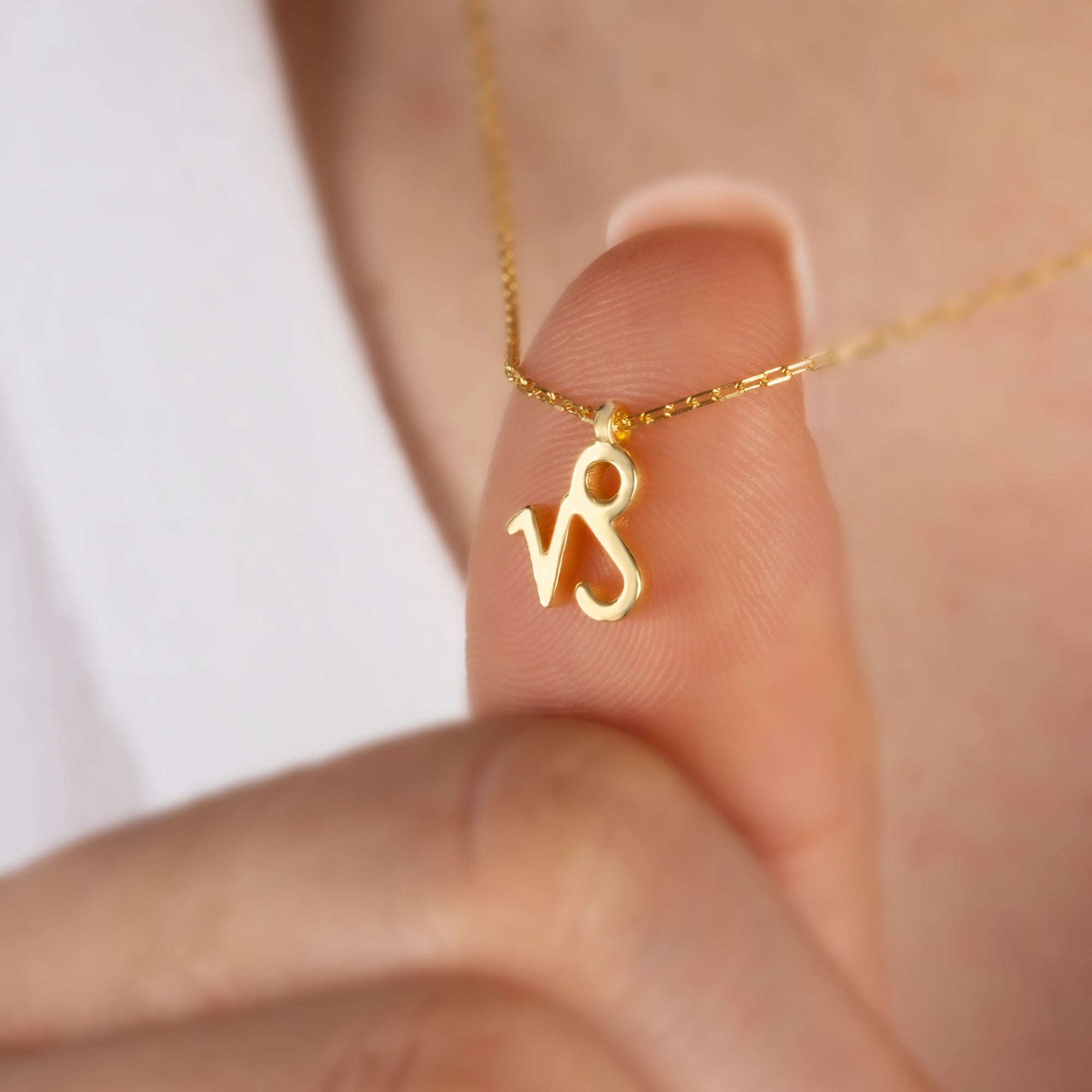Capricorn Zodiac Sign in 14K Solid Gold Necklace | Minimalist Horoscope Symbol Queen Jewelry Necklace