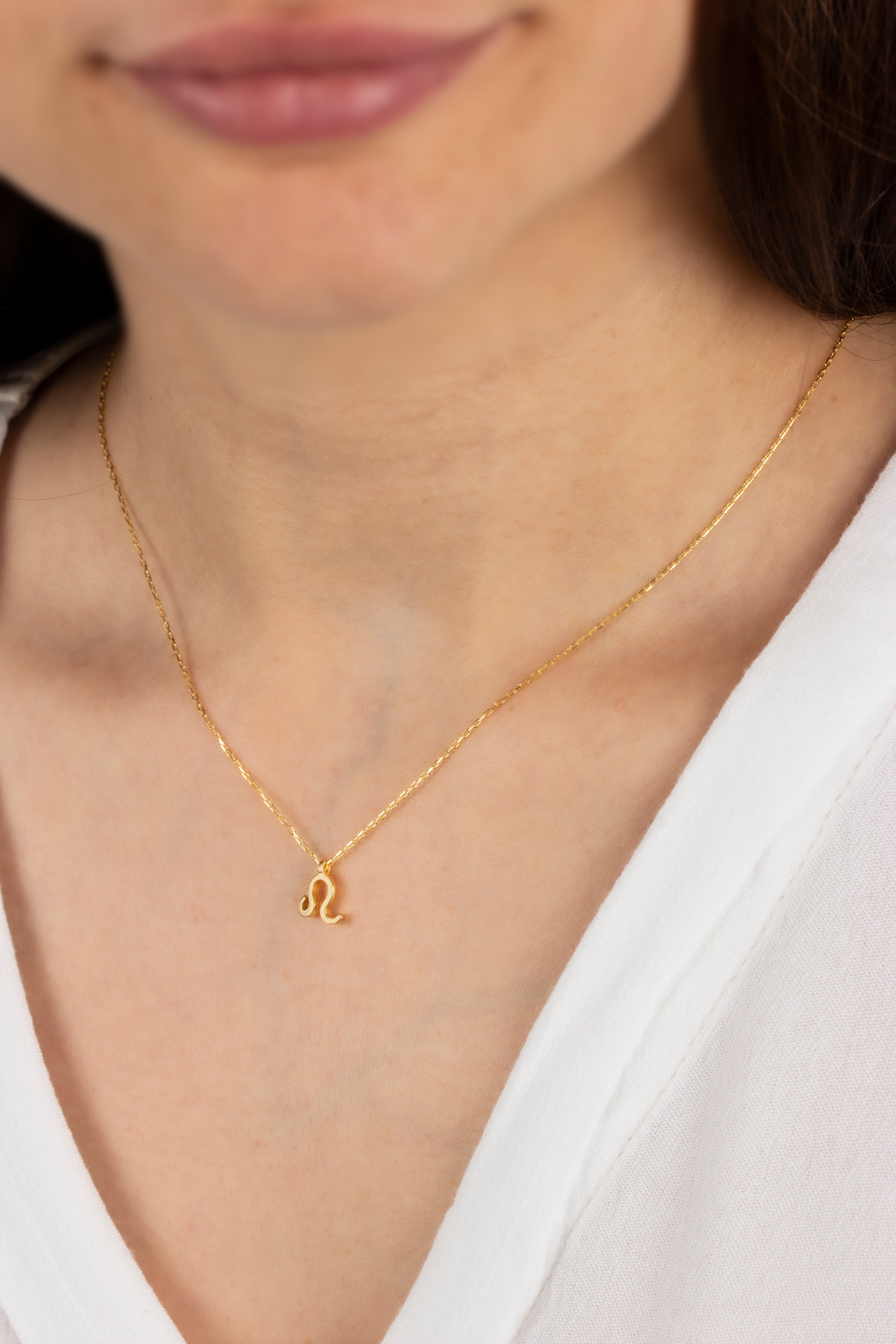 Leo Zodiac Sign in 14K Solid Gold Necklace | Minimalist Horoscope Symbol Queen Jewelry Necklace