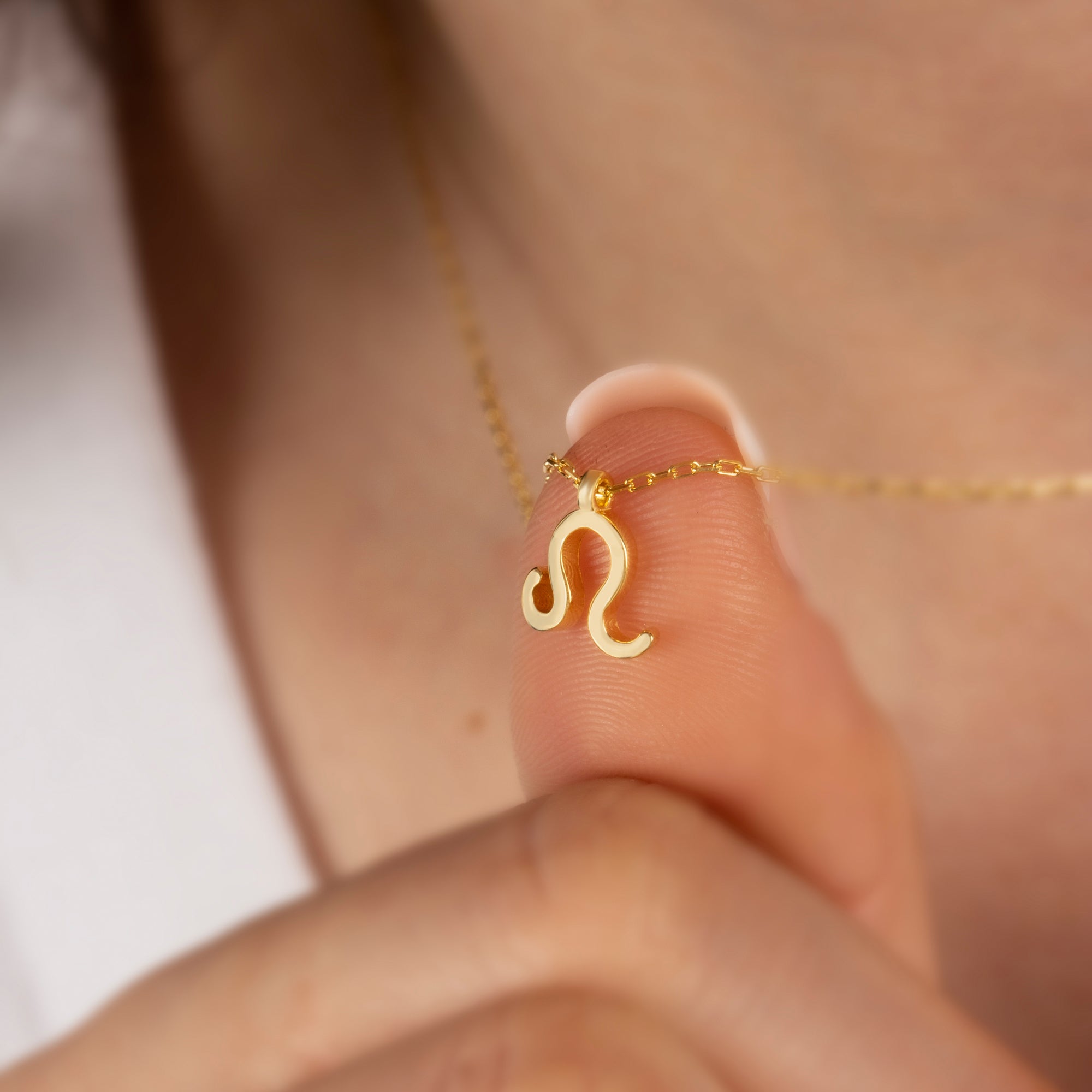 Leo Zodiac Sign in 14K Solid Gold Necklace | Minimalist Horoscope Symbol Queen Jewelry Necklace