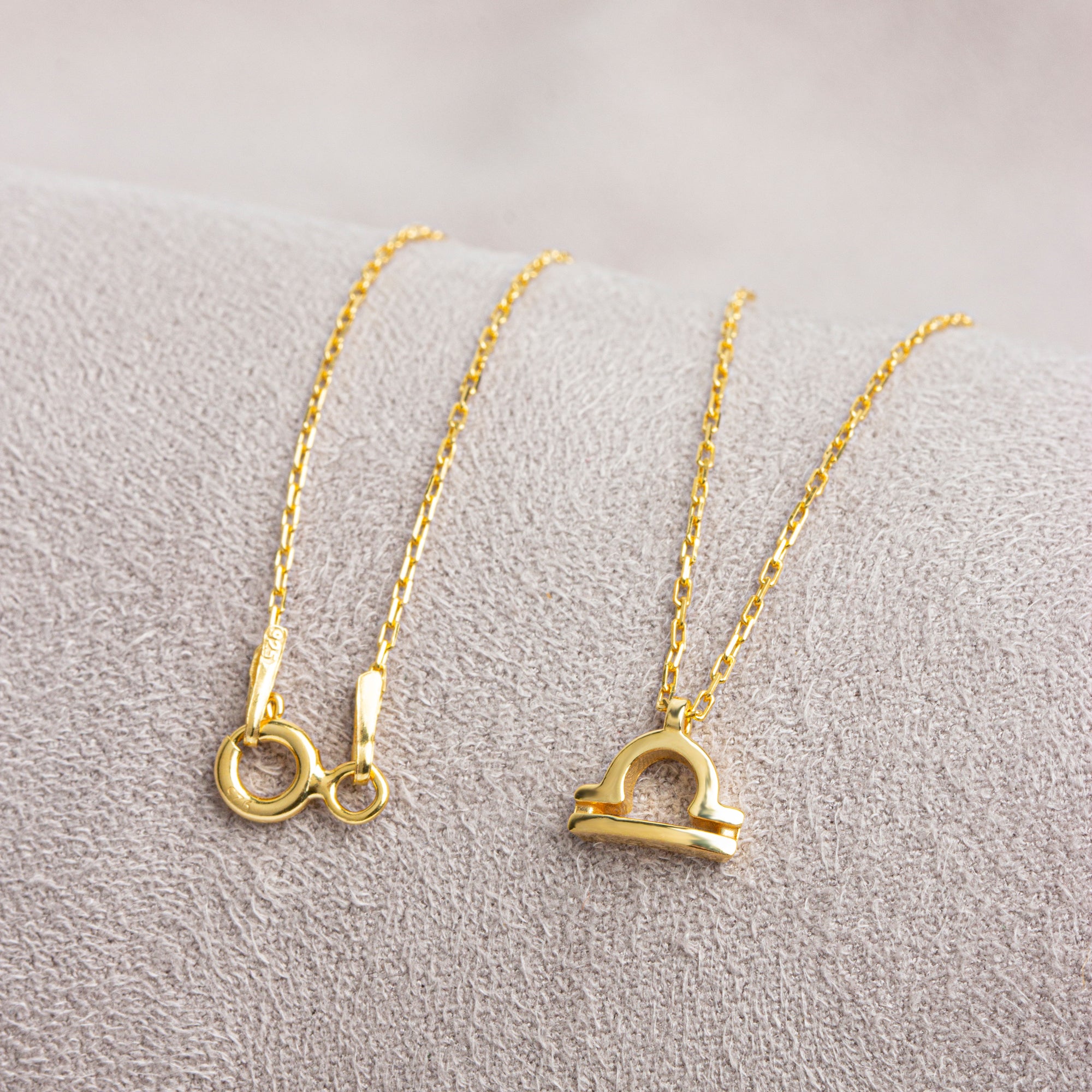 Libra Zodiac Sign in 14K Solid Gold Necklace | Minimalist Horoscope Symbol Queen Jewelry Necklace