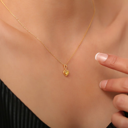 Yellow Topaz Infinity Heart Necklace in 14K Solid Gold with Real Diamonds | Birthstone Jewelry Queen Jewelry Necklace