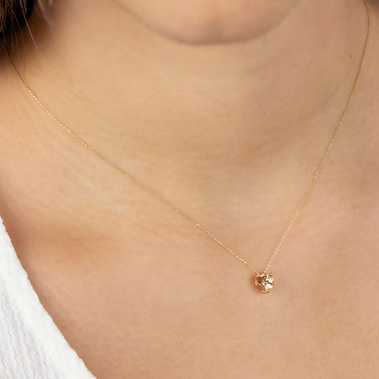 Citrine Heart Necklace 8K/10K/14K Solid Gold, November Birthstone