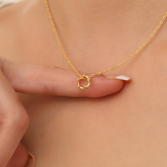 Crown Emerald Necklace in 14K Solid Gold with Real Diamonds | May Birthstone Queen Jewelry Necklace