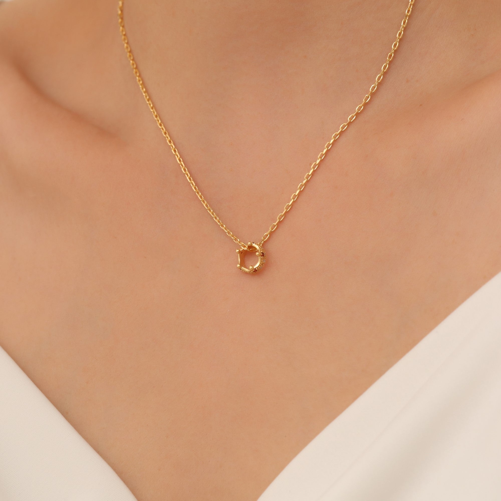 Crown Garnet Necklace in 14K Solid Gold with Real Diamonds | January Birthstone Queen Jewelry Necklace