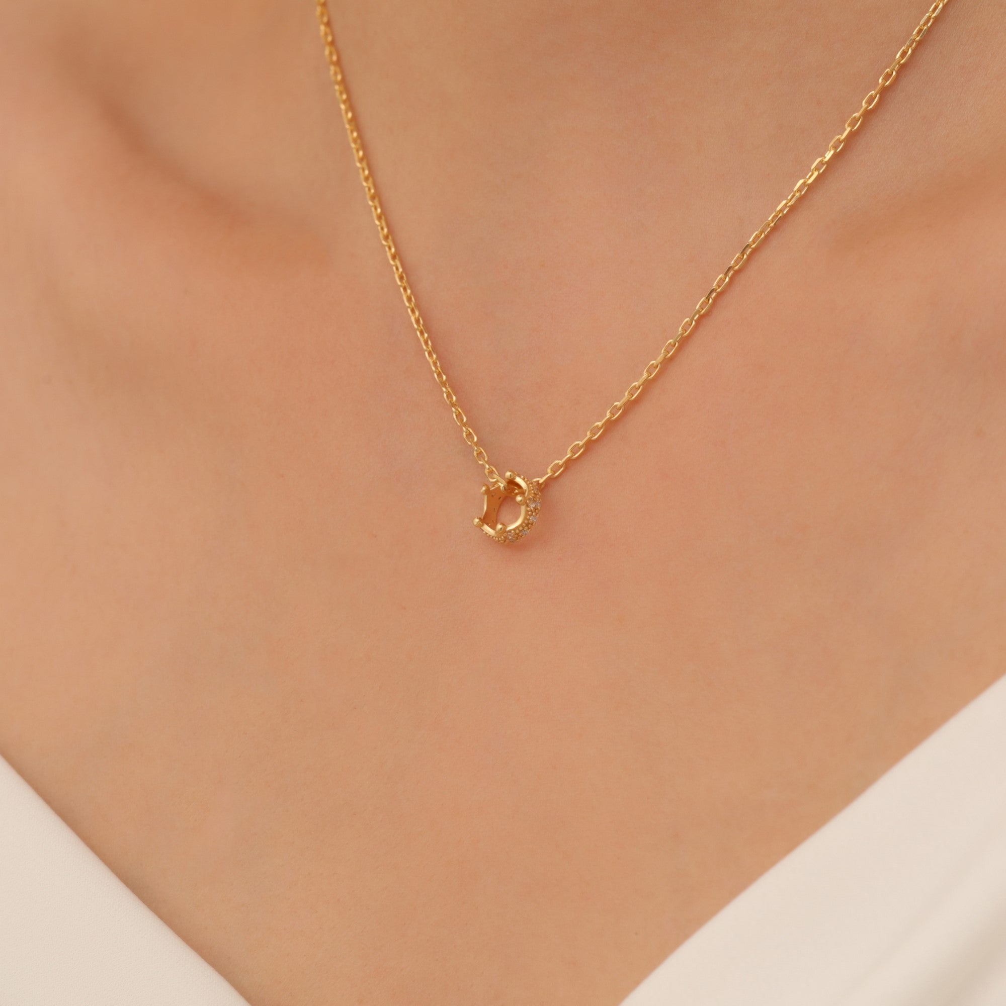 Crown Citrine Necklace in 14K Solid Gold with Real Diamonds | November Birthstone Queen Jewelry Necklace