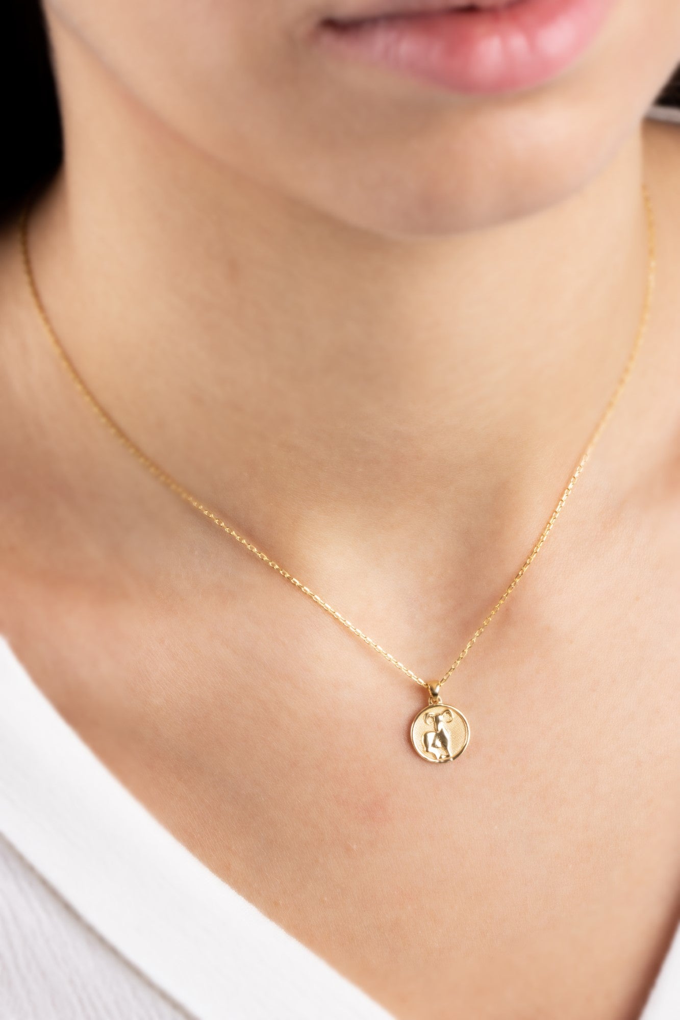 Aries Zodiac Necklace in 14K Solid Gold | Astrological Pendant Queen Jewelry Necklace