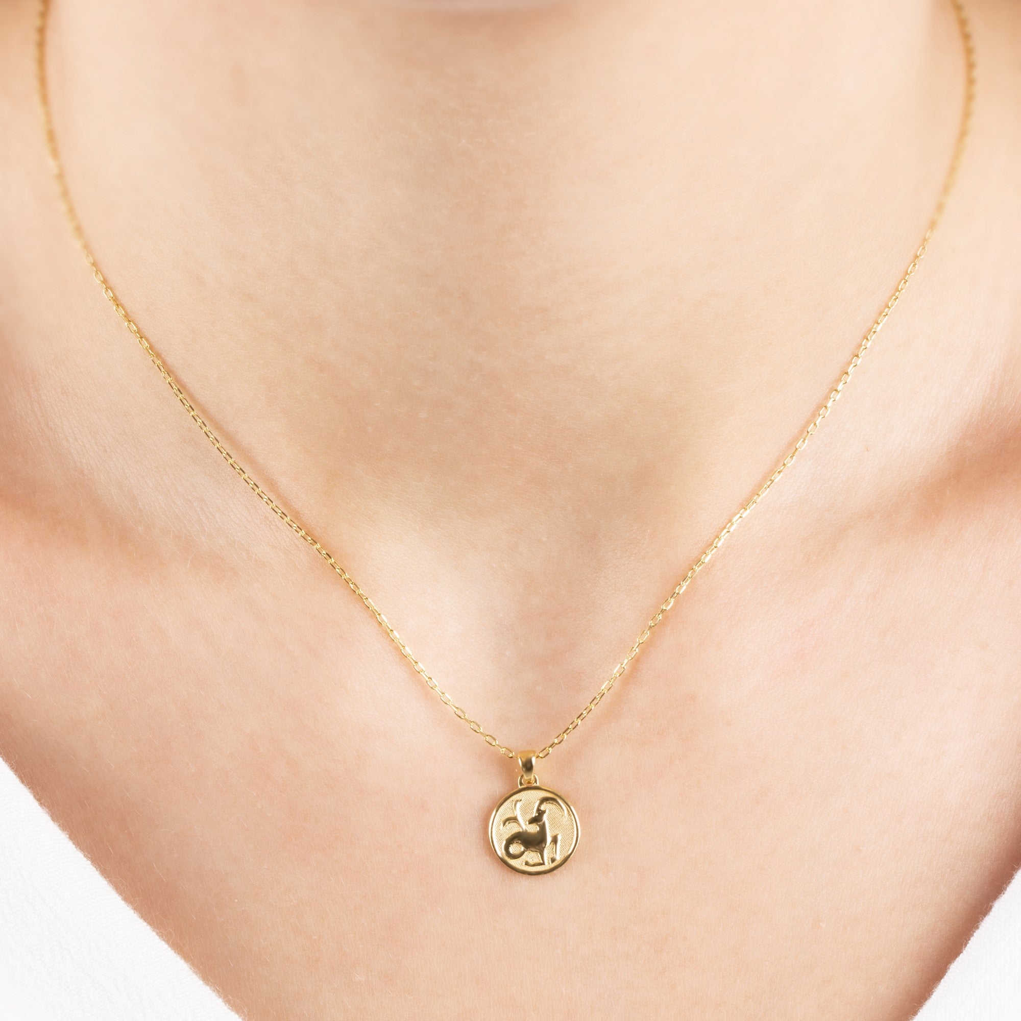 Capricorn Zodiac Necklace in 14K Solid Gold | Astrological Pendant Queen Jewelry Necklace