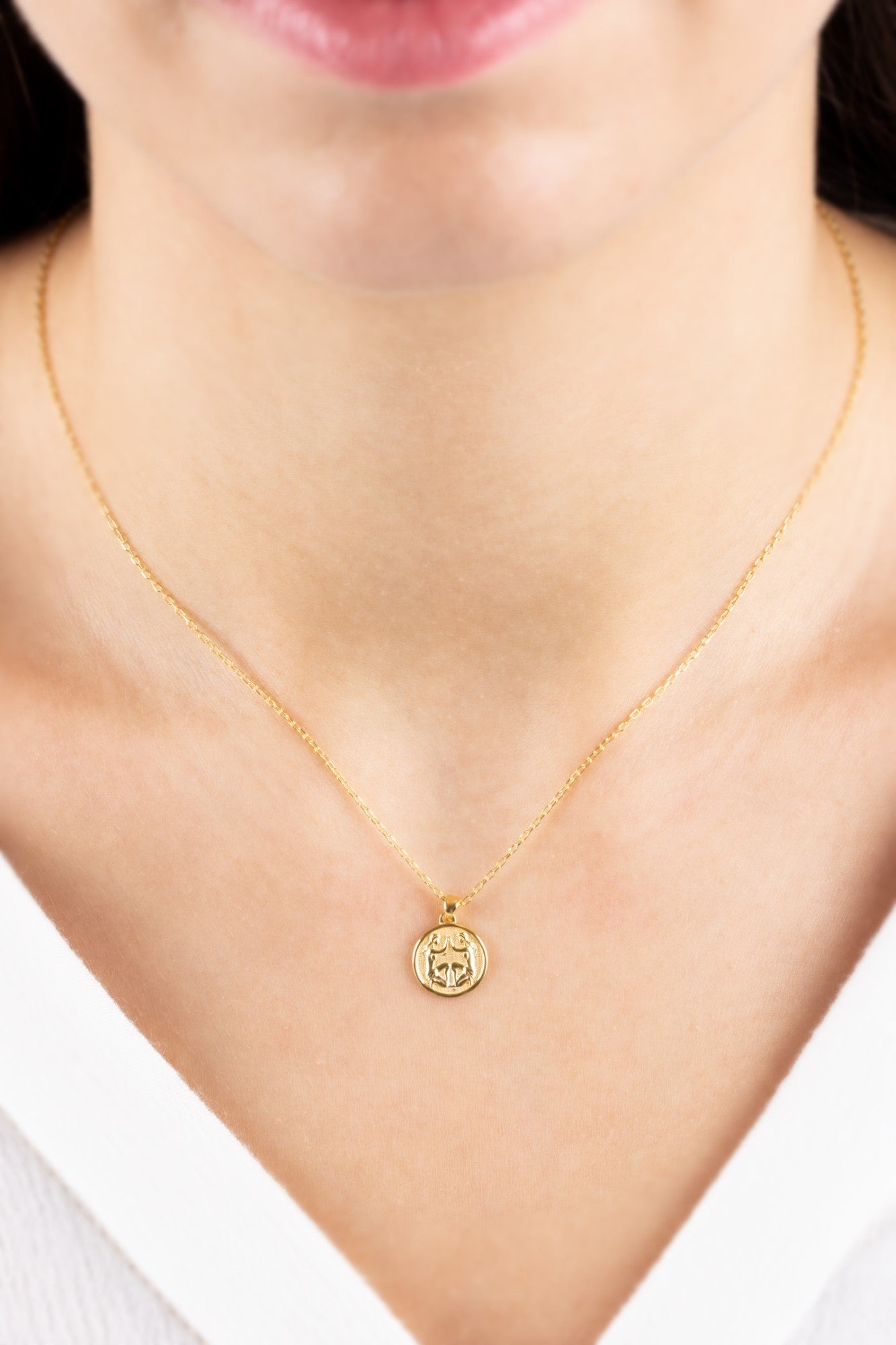 Gemini Zodiac Necklace in 14K Solid Gold | Astrological Pendant Queen Jewelry Necklace