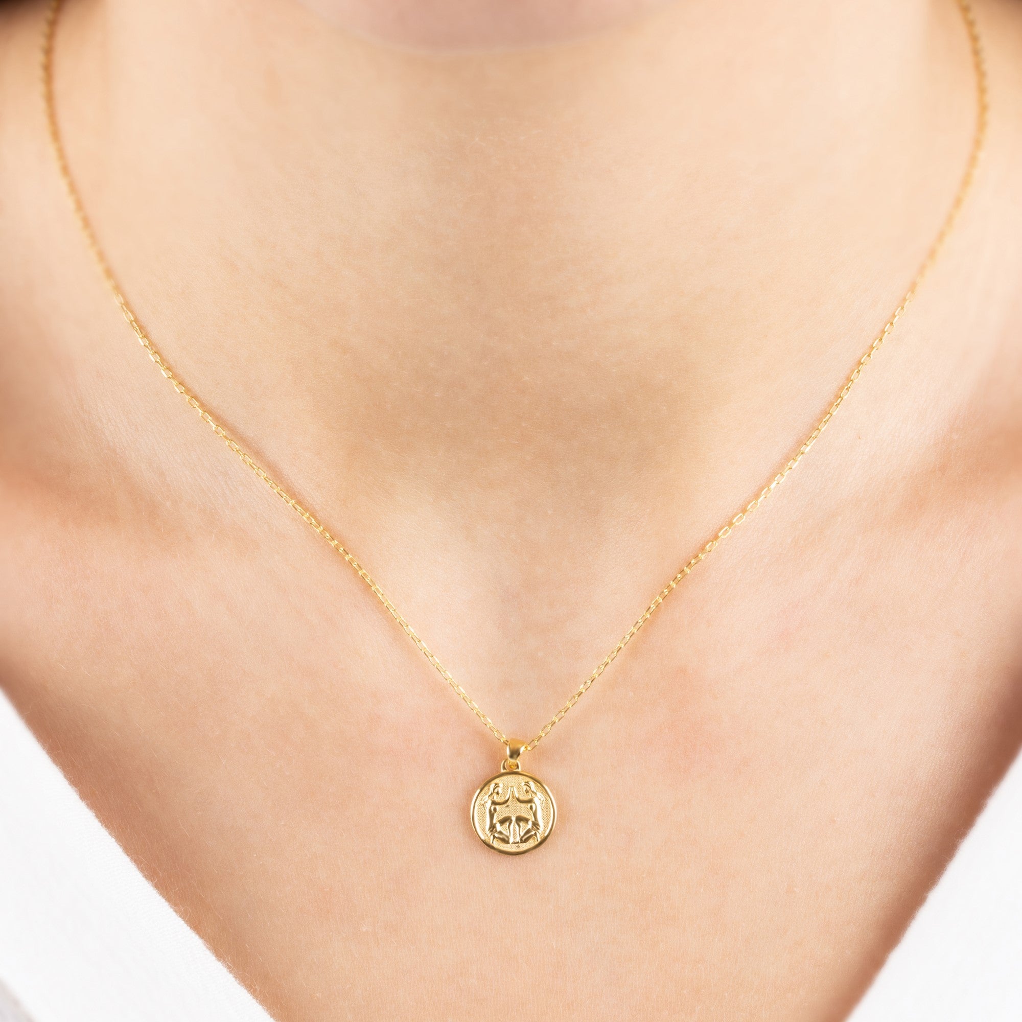 Gemini Zodiac Necklace in 14K Solid Gold | Astrological Pendant Queen Jewelry Necklace