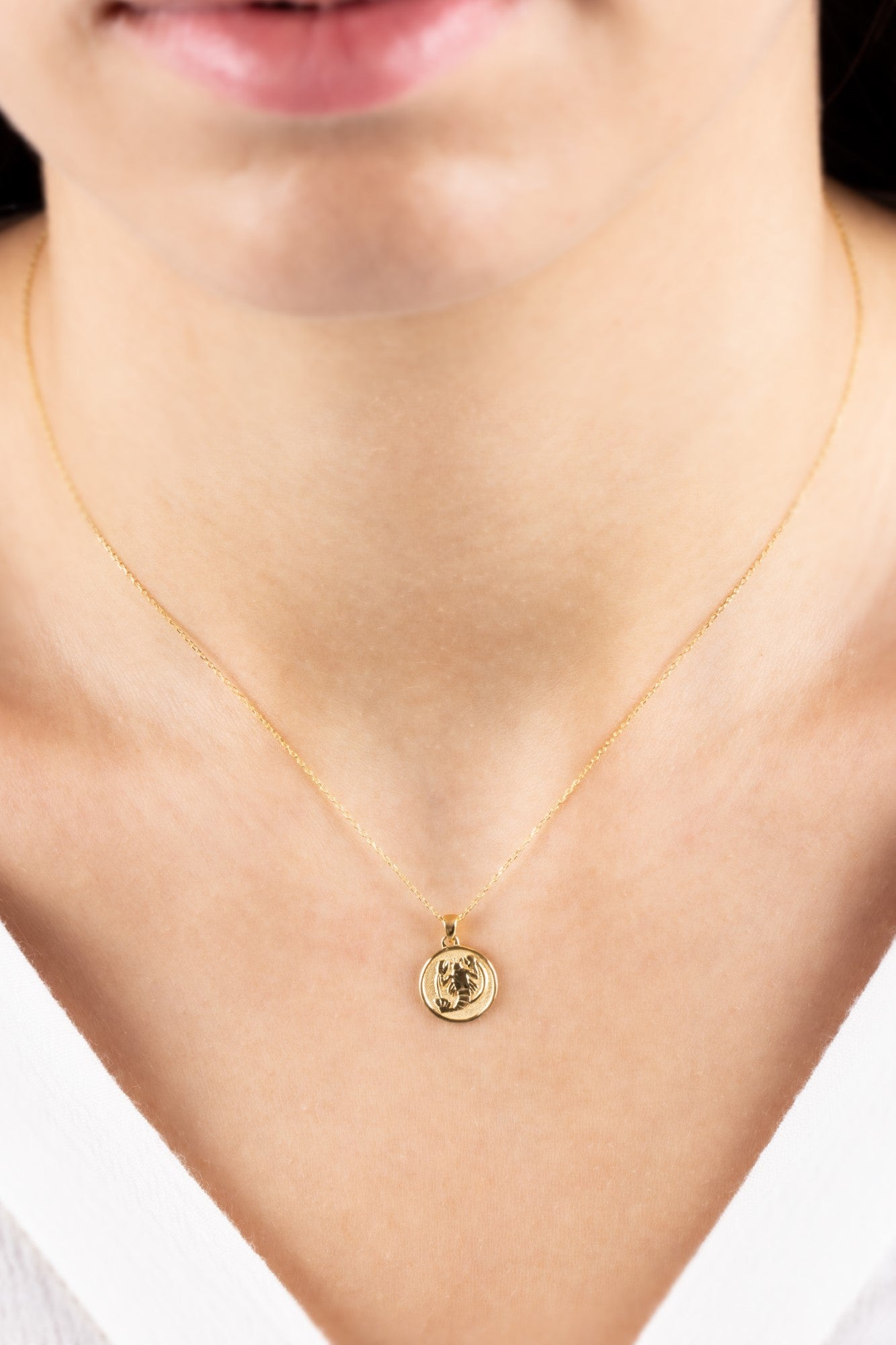 Cancer Zodiac Necklace in 14K Solid Gold | Astrological Pendant Queen Jewelry Necklace