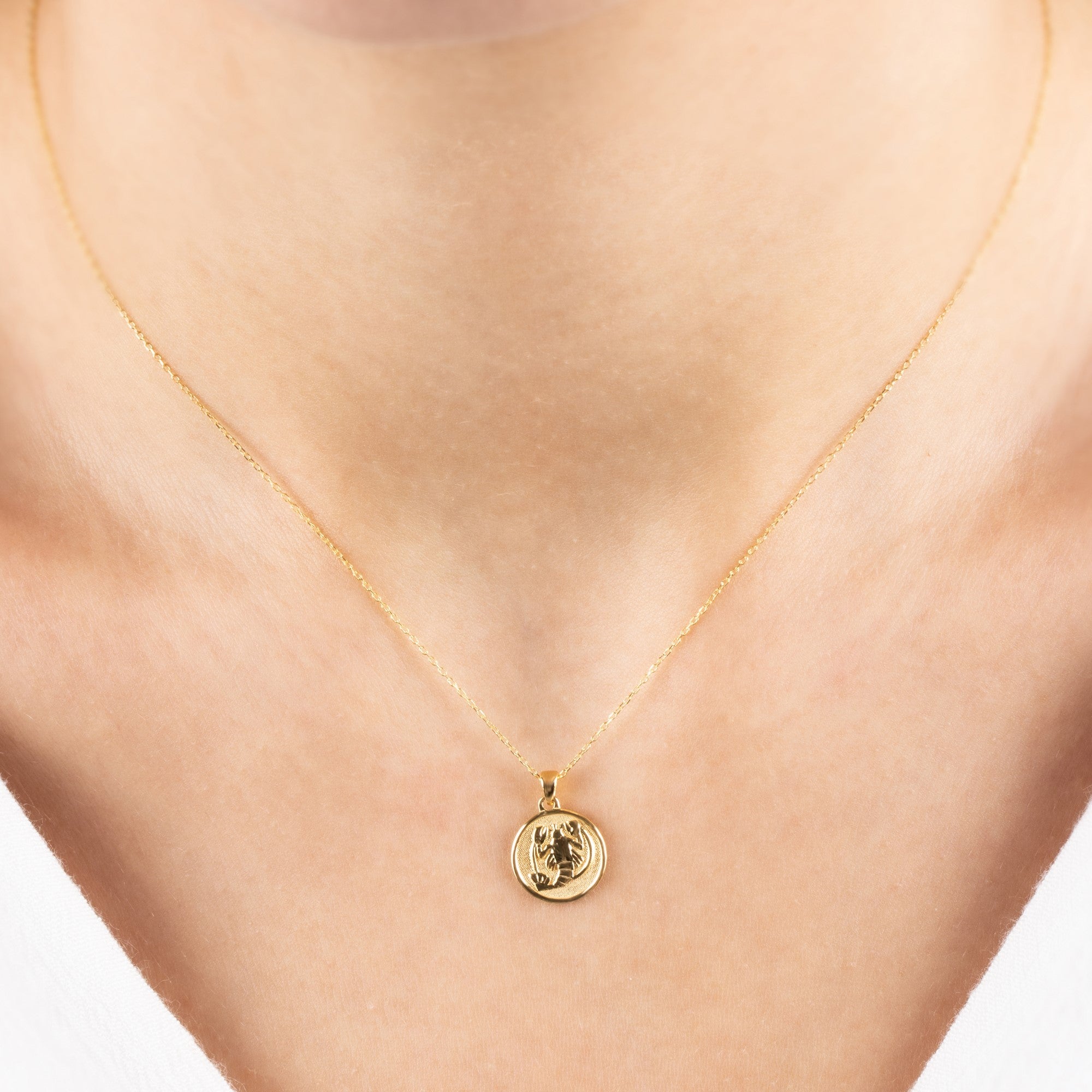 Cancer Zodiac Necklace in 14K Solid Gold | Astrological Pendant Queen Jewelry Necklace