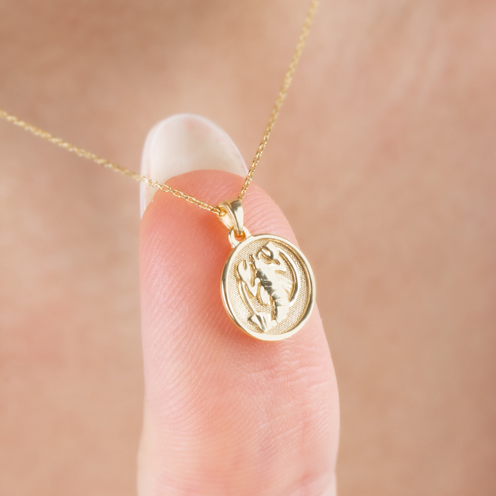 Cancer Zodiac Necklace in 14K Solid Gold | Astrological Pendant Queen Jewelry Necklace