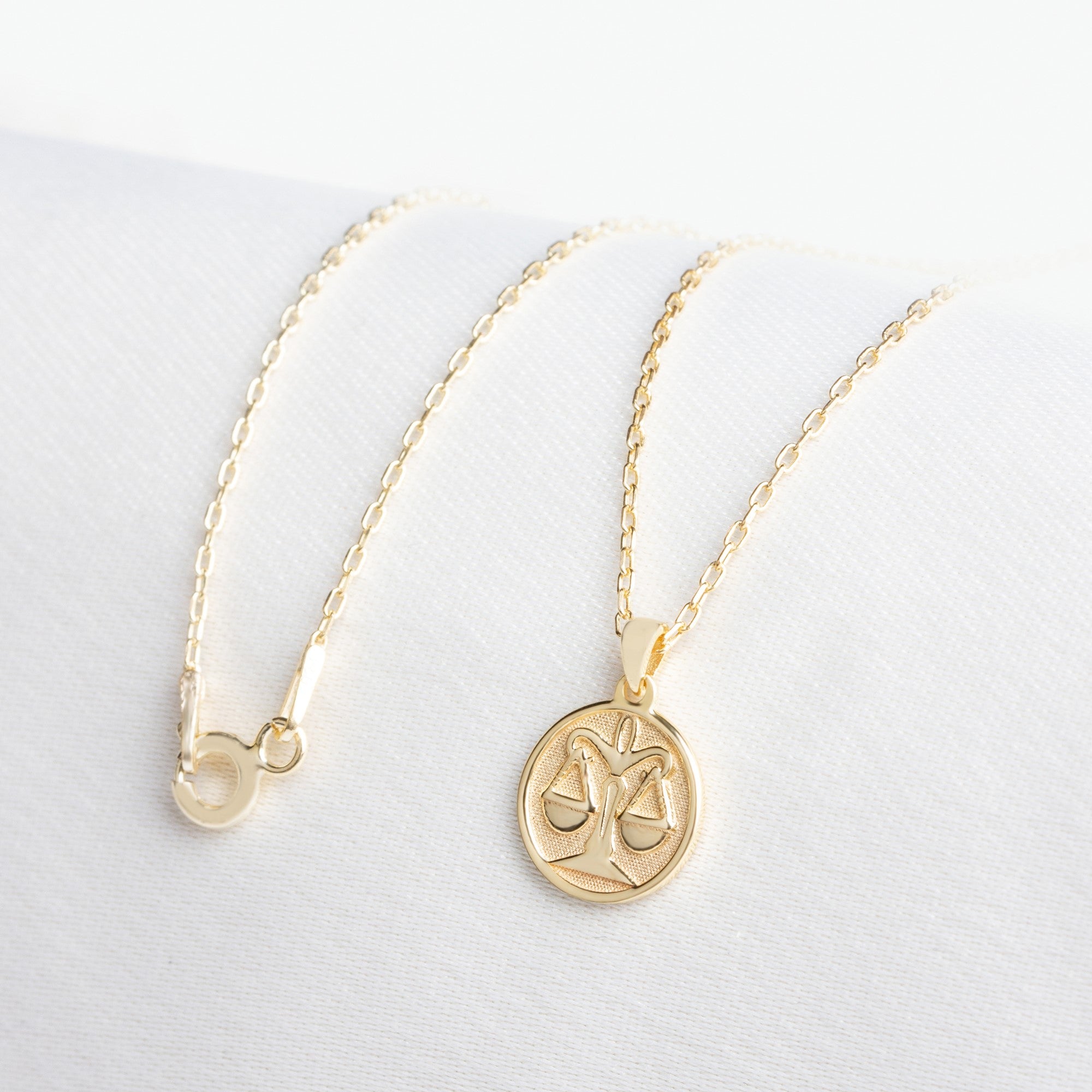 Libra Zodiac Necklace in 14K Solid Gold | Astrological Pendant Queen Jewelry Necklace