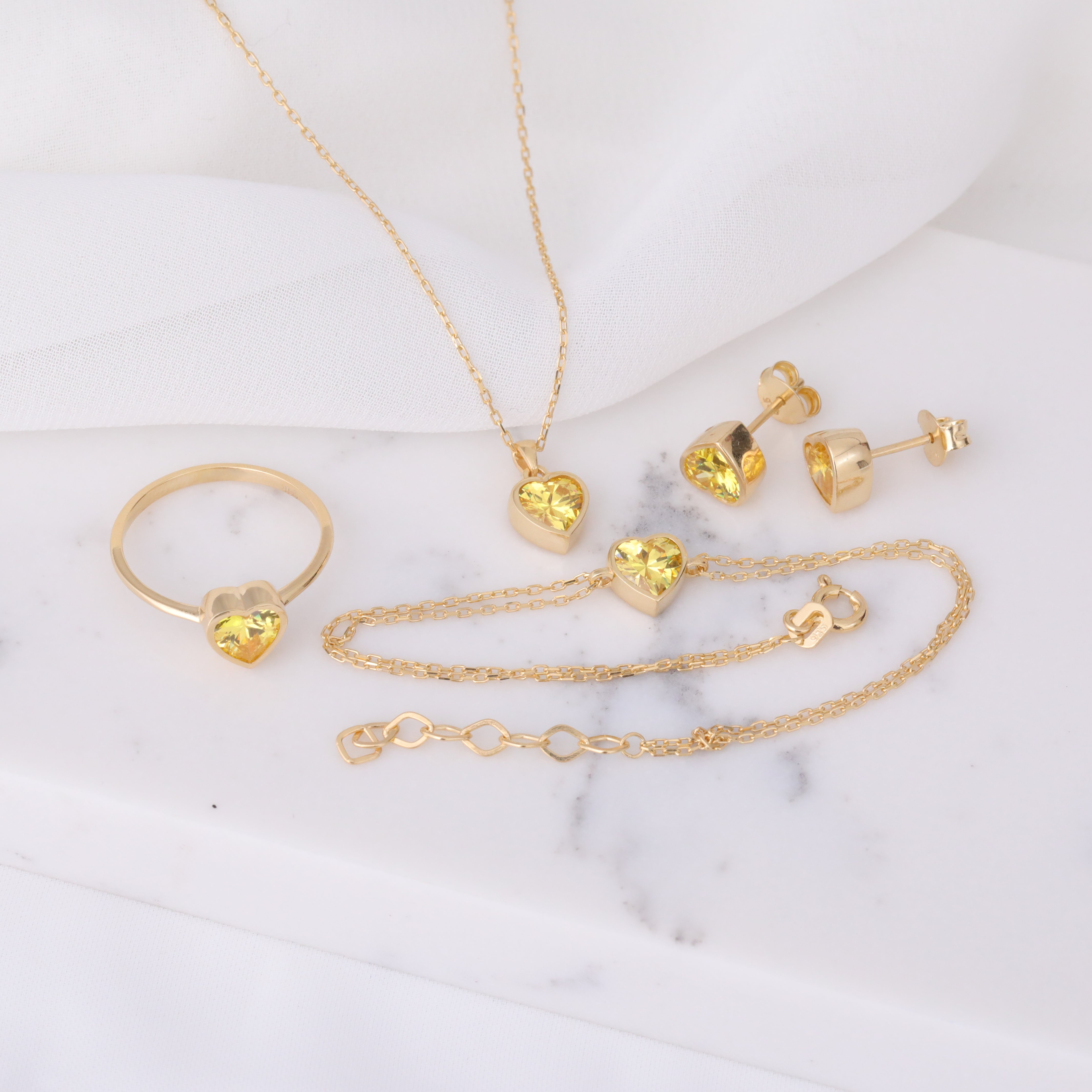 Heart Yellow Topaz Bezel Necklace in 14K Solid Gold, Birthstone Charm Pendant Queen Jewelry Necklace