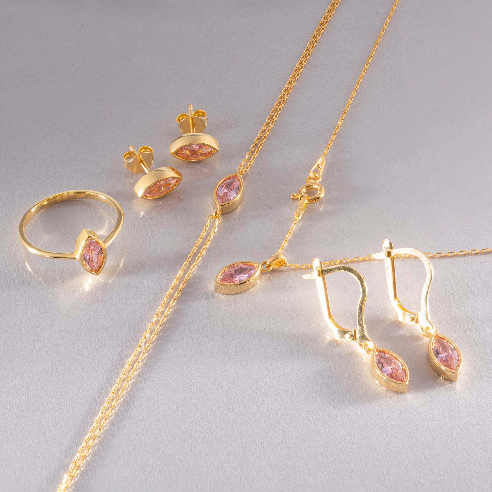 Marquise Cut Pink Tourmaline Bezel Necklace 14K Solid Gold, October Birthstone Pendant Queen Jewelry Necklace