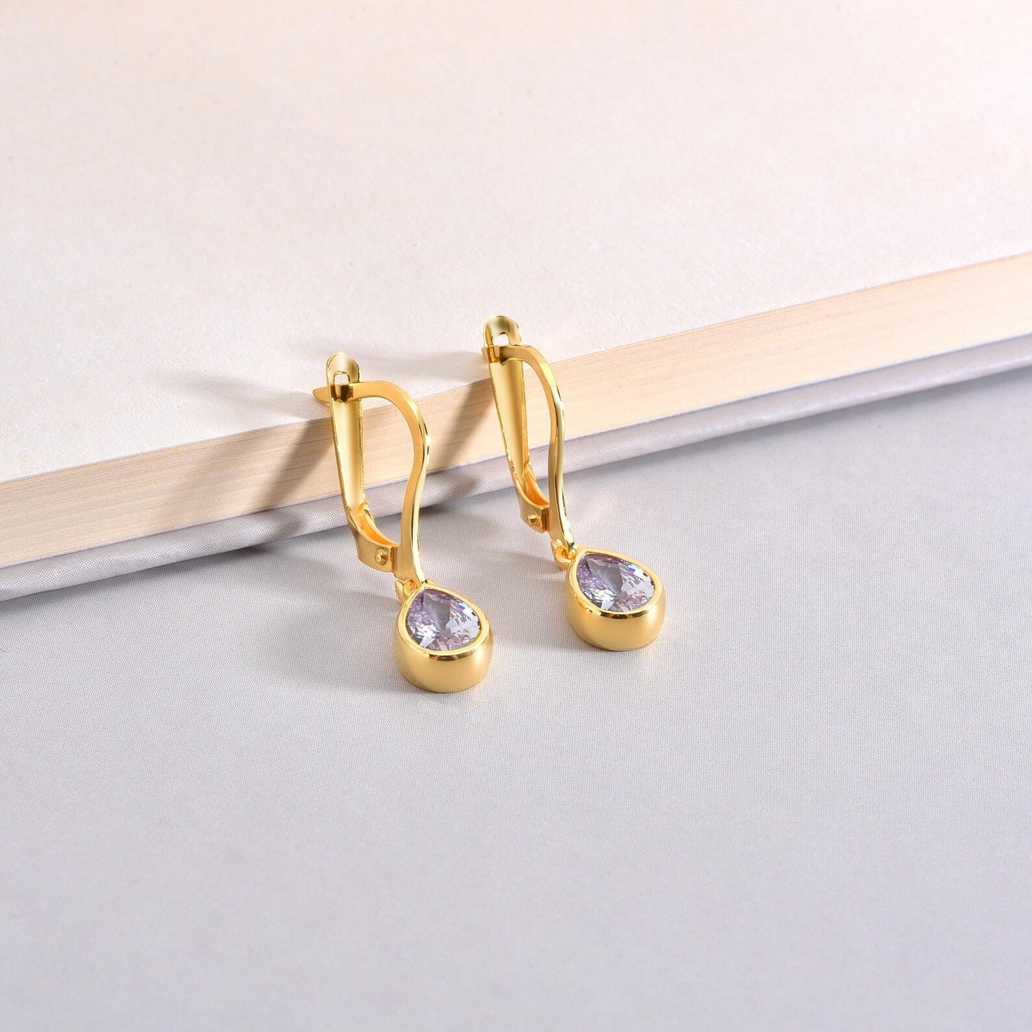 Alexandrite Bezel Dangle Drop Earrings in 8K/10K/14K Solid Gold, June Birthstone Jewelry