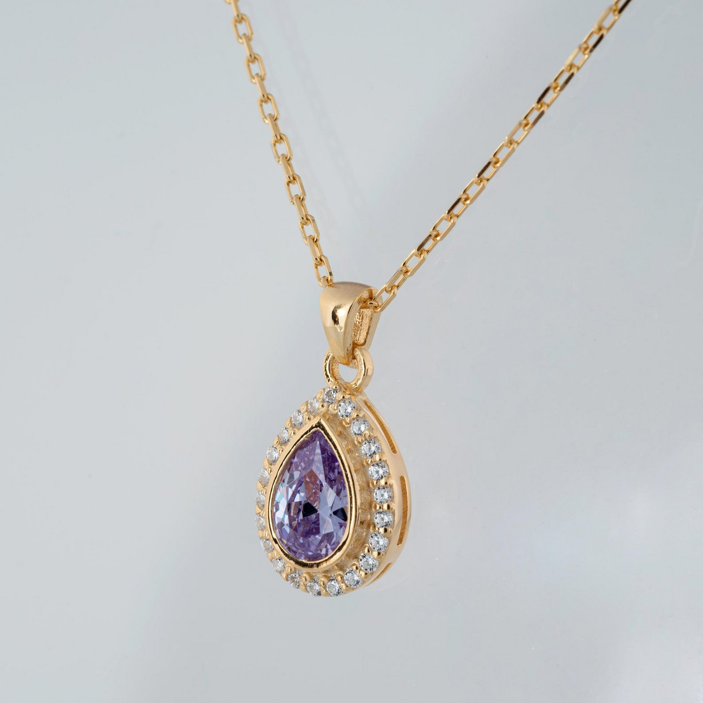 Amethyst Bezel Drop Necklace with Real Diamonds in 8K/10K/14K Solid Gold | February  Birthstone Jewelry
