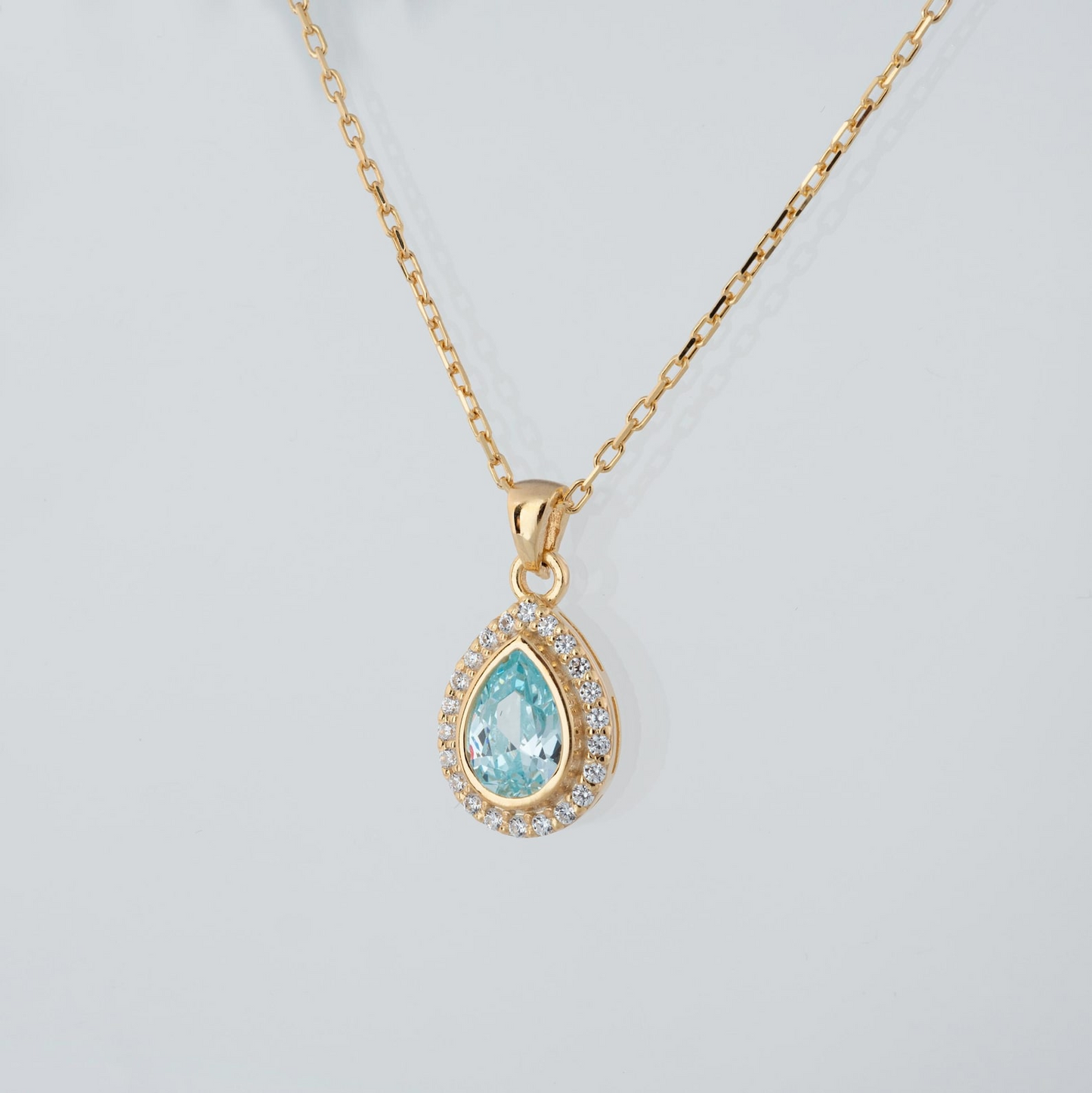 Aquamarine Bezel Drop Necklace with Real Diamonds in 8K/10K/14K Solid Gold | March  Birthstone Jewelry