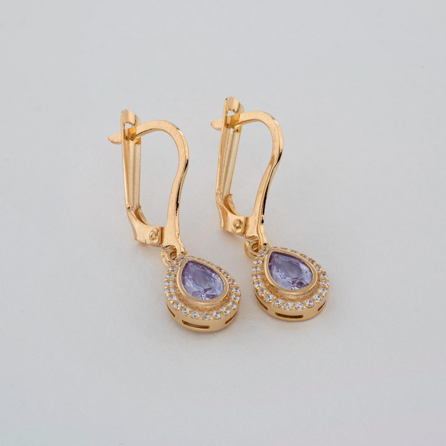 Alexandrite Bezel Drop Dangle Earrings with Real Diamonds in 8K/10K/14K Solid Gold | June Birthstone Jewelry
