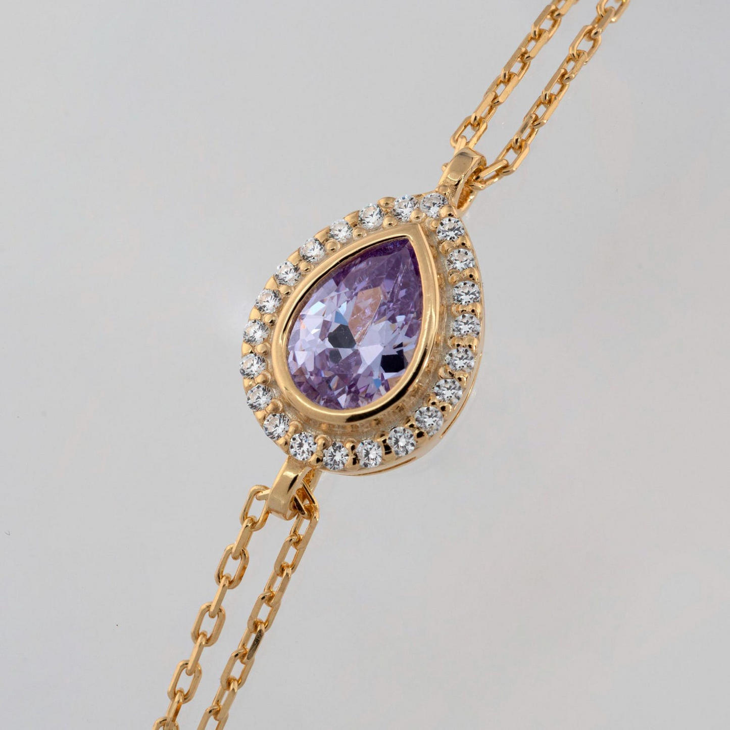 Alexandrite Bezel Drop Bracelet with Real Diamonds in 8K/10K/14K Solid Gold | June Birthstone Jewelry