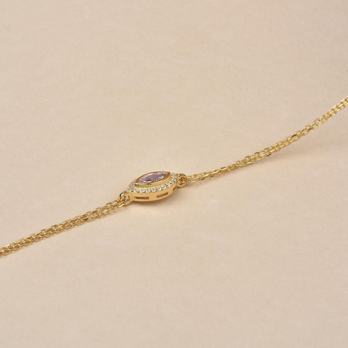 Alexandrite Bezel Marquise Bracelet with Real Diamonds in 8K/10K/14K Solid Gold | June Birthstone Jewelry