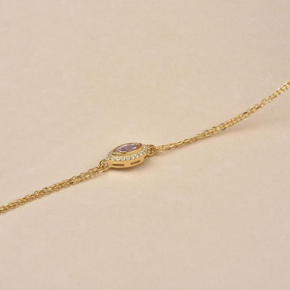 Alexandrite Bezel Marquise Bracelet with Real Diamonds in 8K/10K/14K Solid Gold | June Birthstone Jewelry