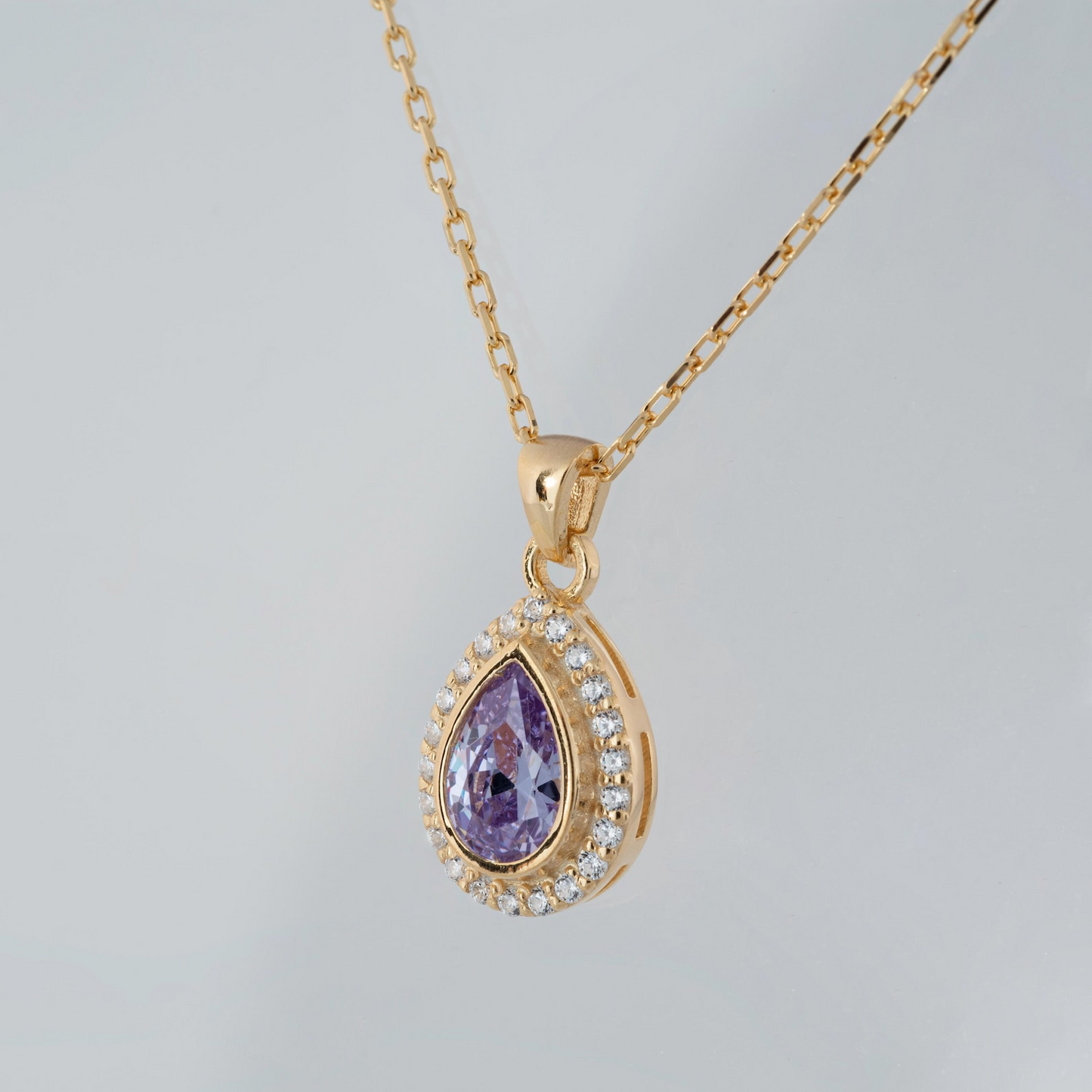 Alexandrite Bezel Drop Necklace with Real Diamonds in 8K/10K/14K Solid Gold | June Birthstone Jewelry