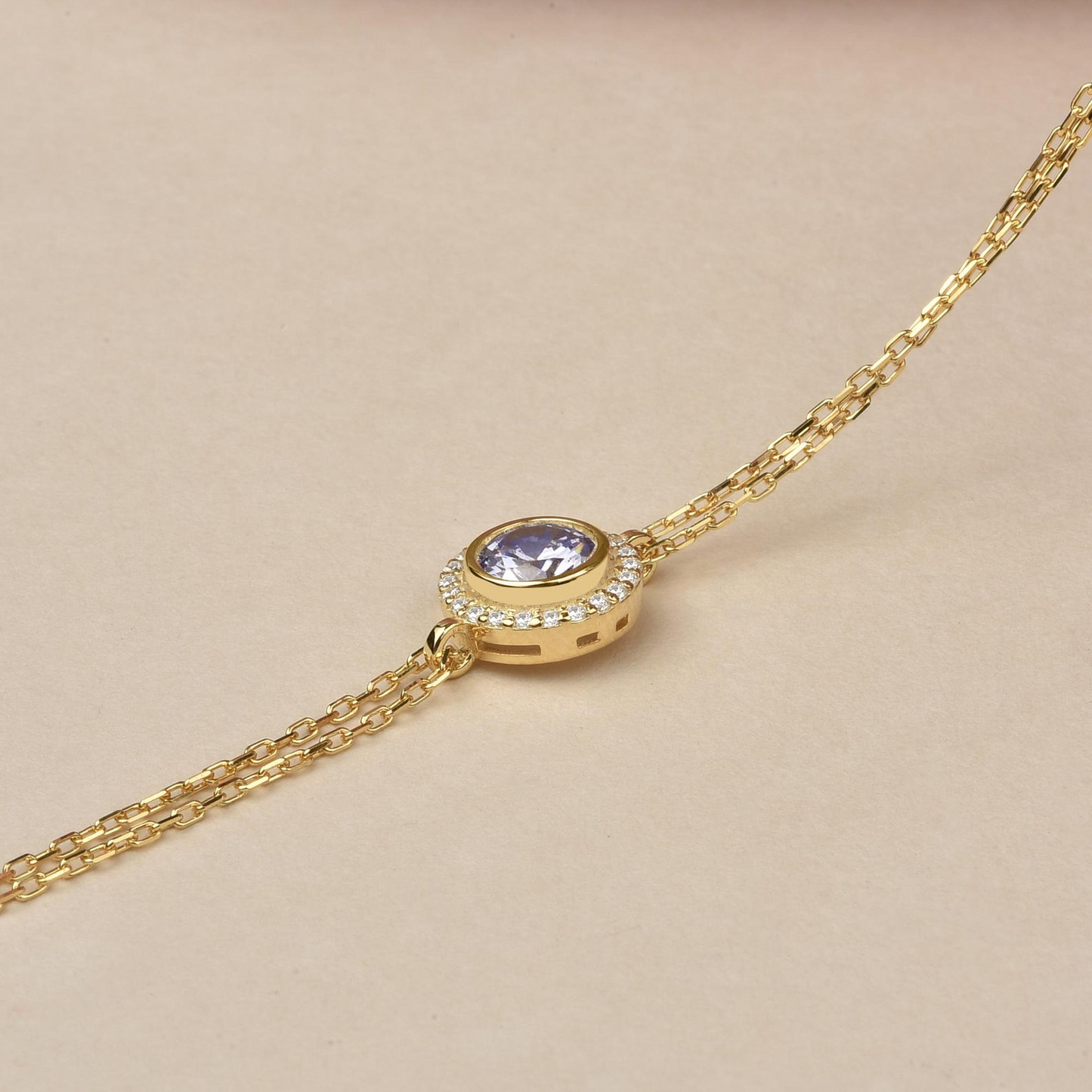 Alexandrite Round Bezel Bracelet in 8K/10K/14K Solid Gold with Real Diamonds, June Birthstone Jewelry