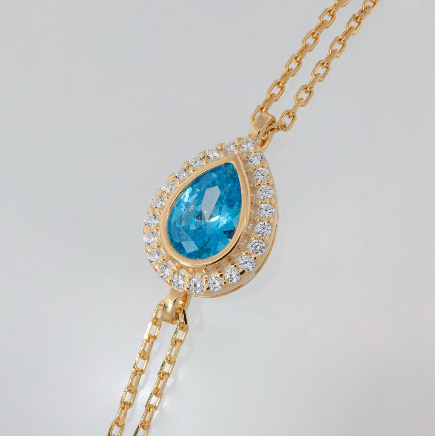Blue Topaz Bezel Drop Bracelet with Real Diamonds in 8K/10K/14K Solid Gold | December  Birthstone Jewelry
