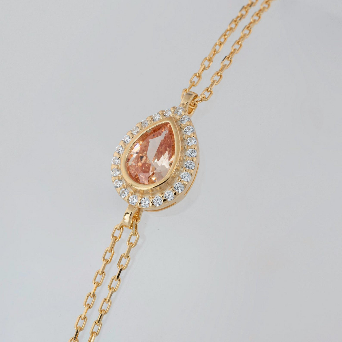 Citrine Bezel Drop Bracelet with Real Diamonds in 8K/10K/14K Solid Gold | November Birthstone Jewelry