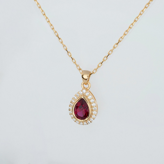Ruby Bezel Drop Necklace with Real Diamonds in 8K/10K/14K Solid Gold | July  Birthstone Jewelry